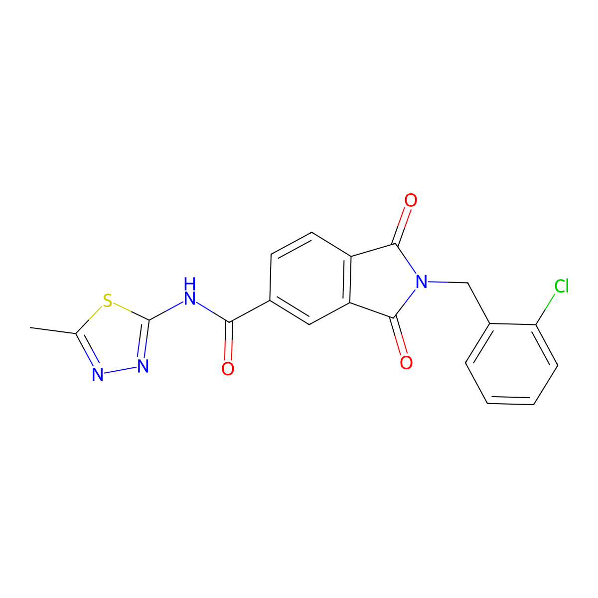 2-(2-chlorobenzyl)-N-[(2E)-5-methyl-1,3,4-thiadiazol-2(3H)-ylidene]-1,3-dioxo-2,3-dihydro-1H-isoindole-5-carboxamide molecular structure, CAS 1144460-25-2