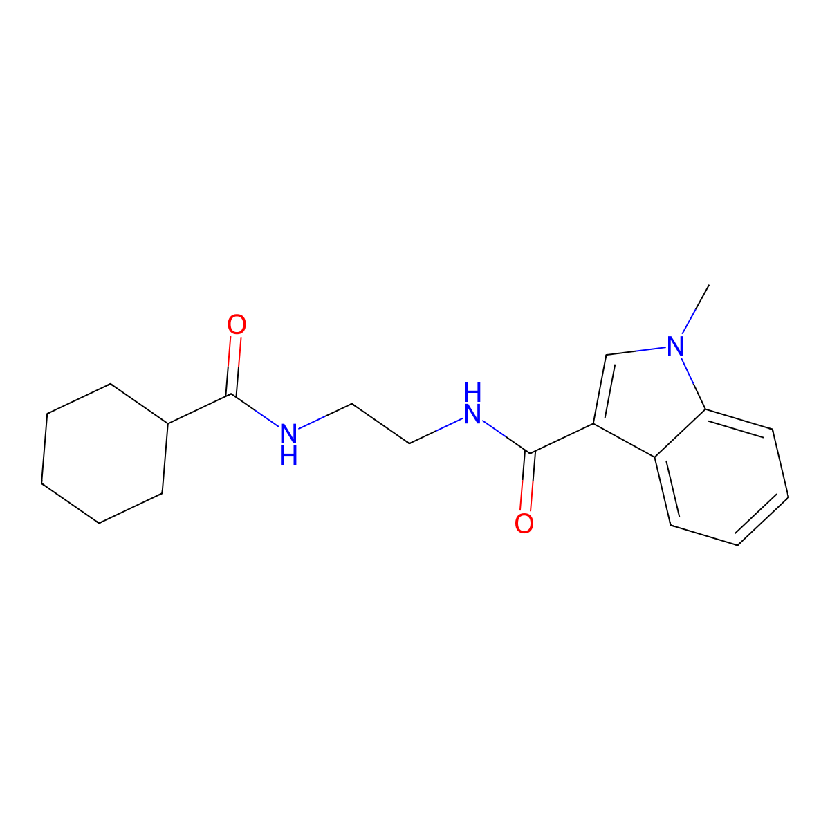 N-{2-[(cyclohexylcarbonyl)amino]ethyl}-1-methyl-1H-indole-3-carboxamide molecular structure, CAS 1144460-29-6