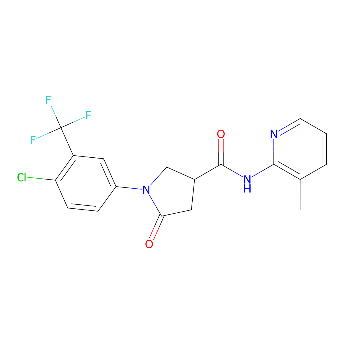 1-[4-chloro-3-(trifluoromethyl)phenyl]-N-(3-methylpyridin-2-yl)-5-oxopyrrolidine-3-carboxamide molecular structure, CAS 1144460-47-8
