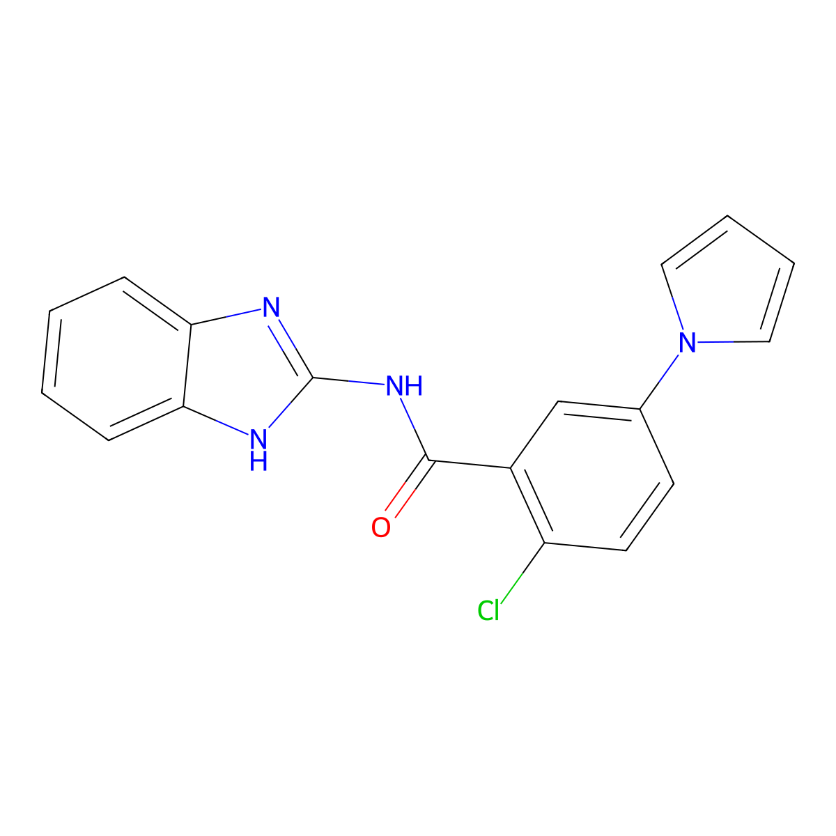2-chloro-N-(1,3-dihydro-2H-benzimidazol-2-ylidene)-5-(1H-pyrrol-1-yl)benzamide molecular structure, CAS 1144460-64-9