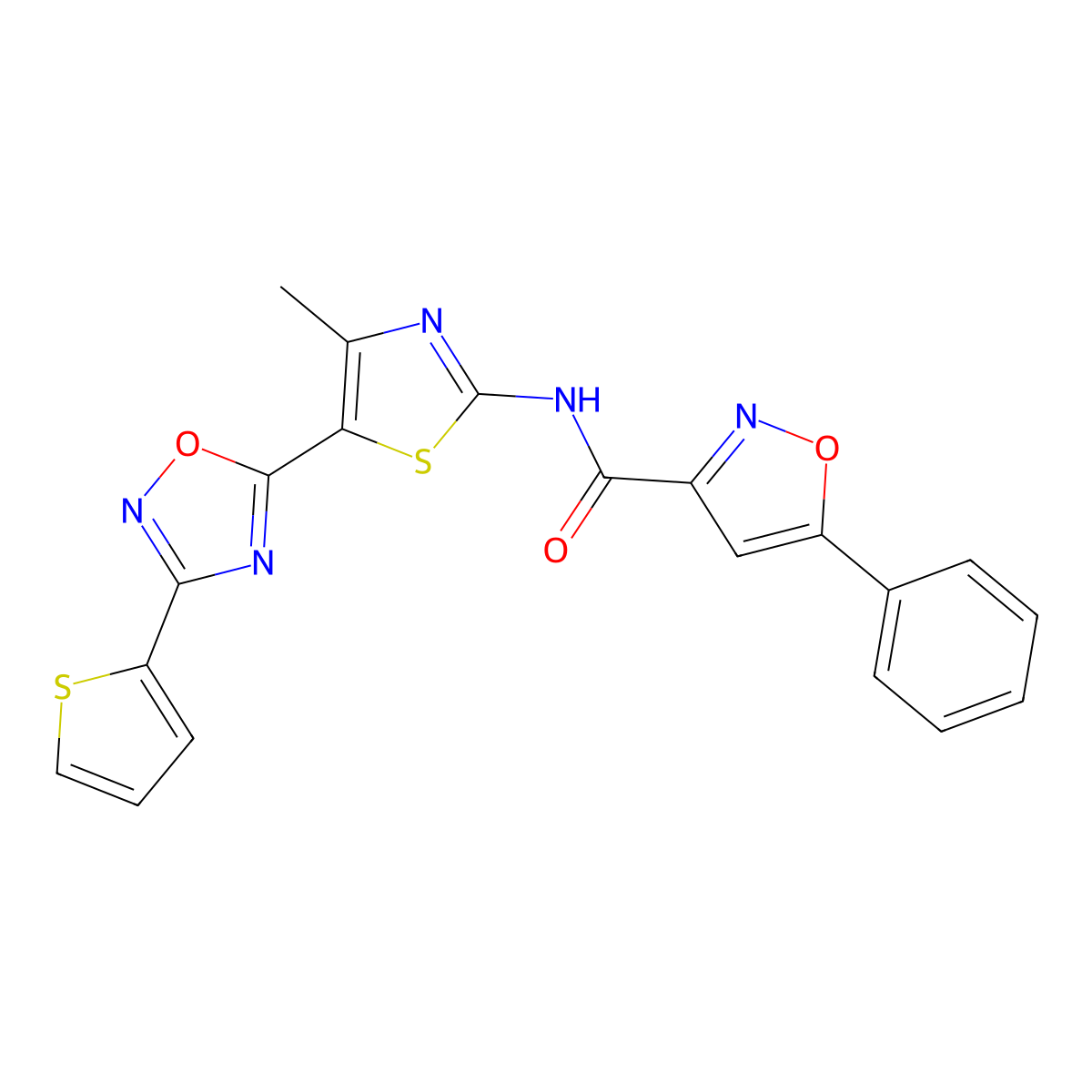 N-[(2Z)-4-methyl-5-[3-(thiophen-2-yl)-1,2,4-oxadiazol-5-yl]-1,3-thiazol-2(3H)-ylidene]-5-phenyl-1,2-oxazole-3-carboxamide molecular structure, CAS 1144460-72-9