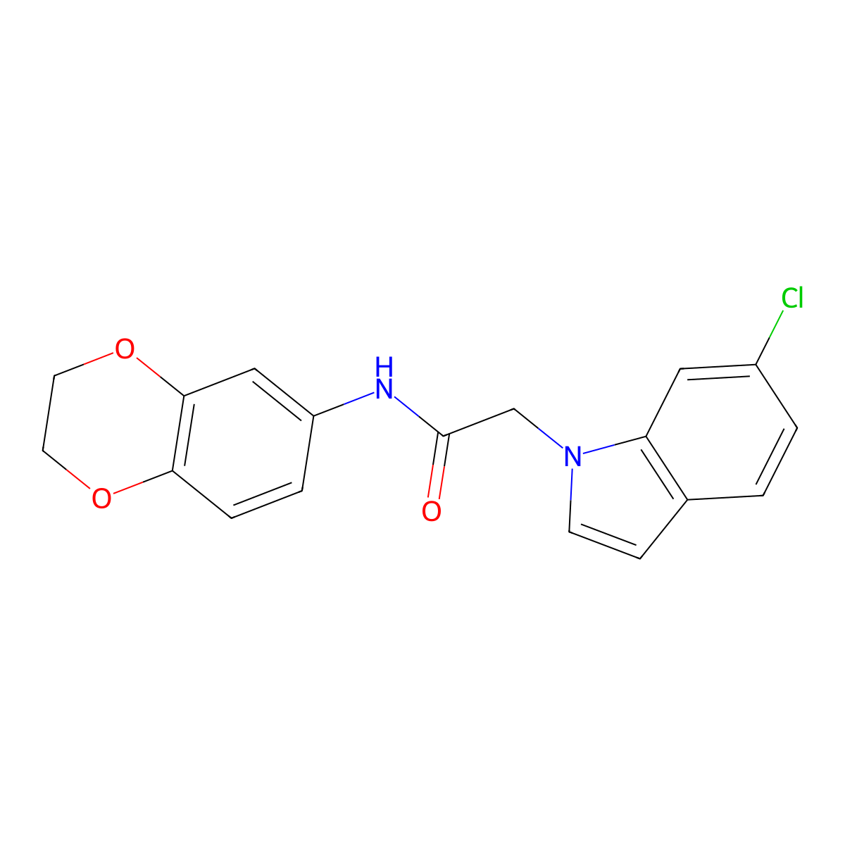 2-(6-chloro-1H-indol-1-yl)-N-(2,3-dihydro-1,4-benzodioxin-6-yl)acetamide molecular structure, CAS 1144460-80-9