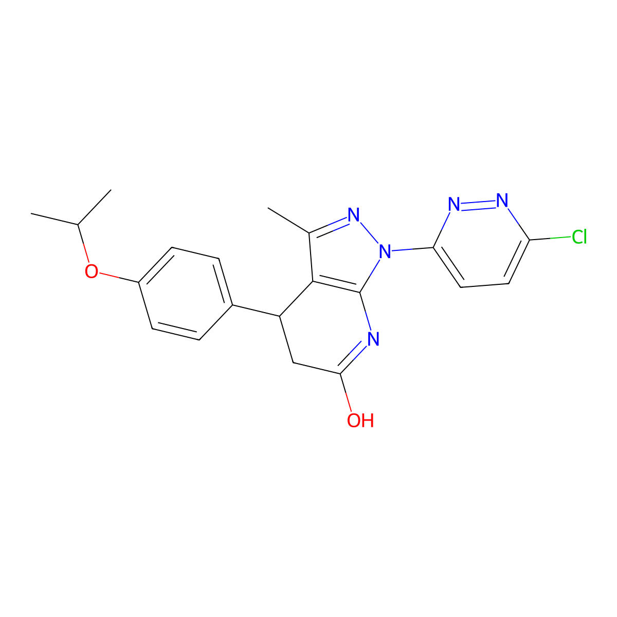 1-(6-chloropyridazin-3-yl)-4-(4-isopropoxyphenyl)-3-methyl-4,5-dihydro-1H-pyrazolo[3,4-b]pyridin-6(7H)-one molecular structure, CAS 1144460-87-6
