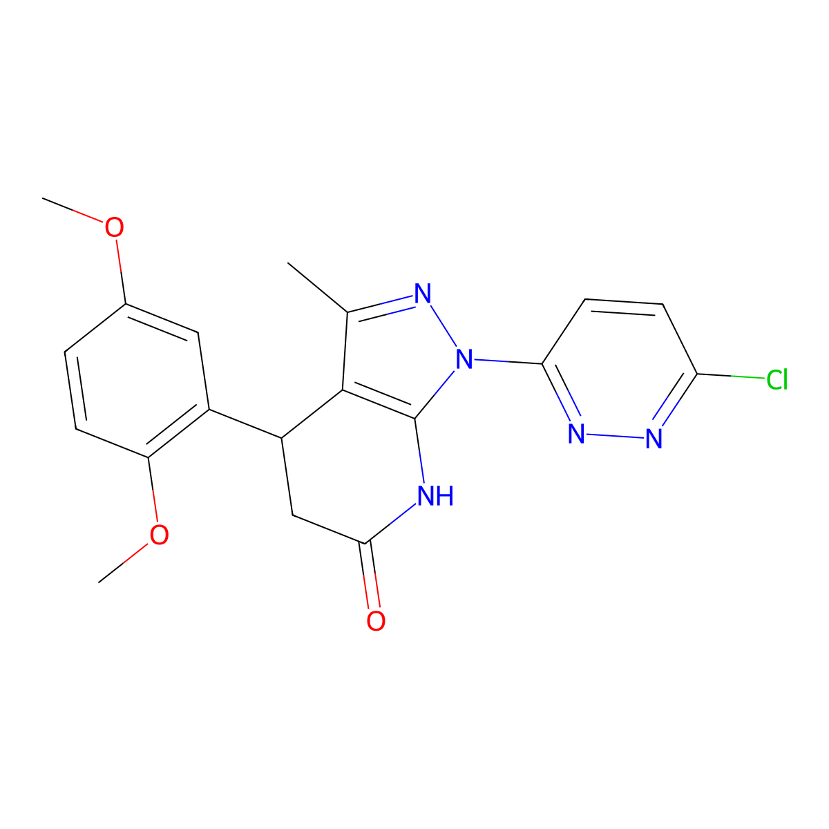 1-(6-chloropyridazin-3-yl)-4-(2,5-dimethoxyphenyl)-3-methyl-4,5-dihydro-1H-pyrazolo[3,4-b]pyridin-6(7H)-one molecular structure, CAS 1144460-92-3