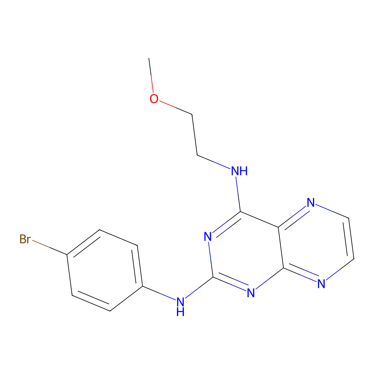 N2-(4-bromophenyl)-N4-(2-methoxyethyl)pteridine-2,4-diamine molecular structure, CAS 1144461-15-3