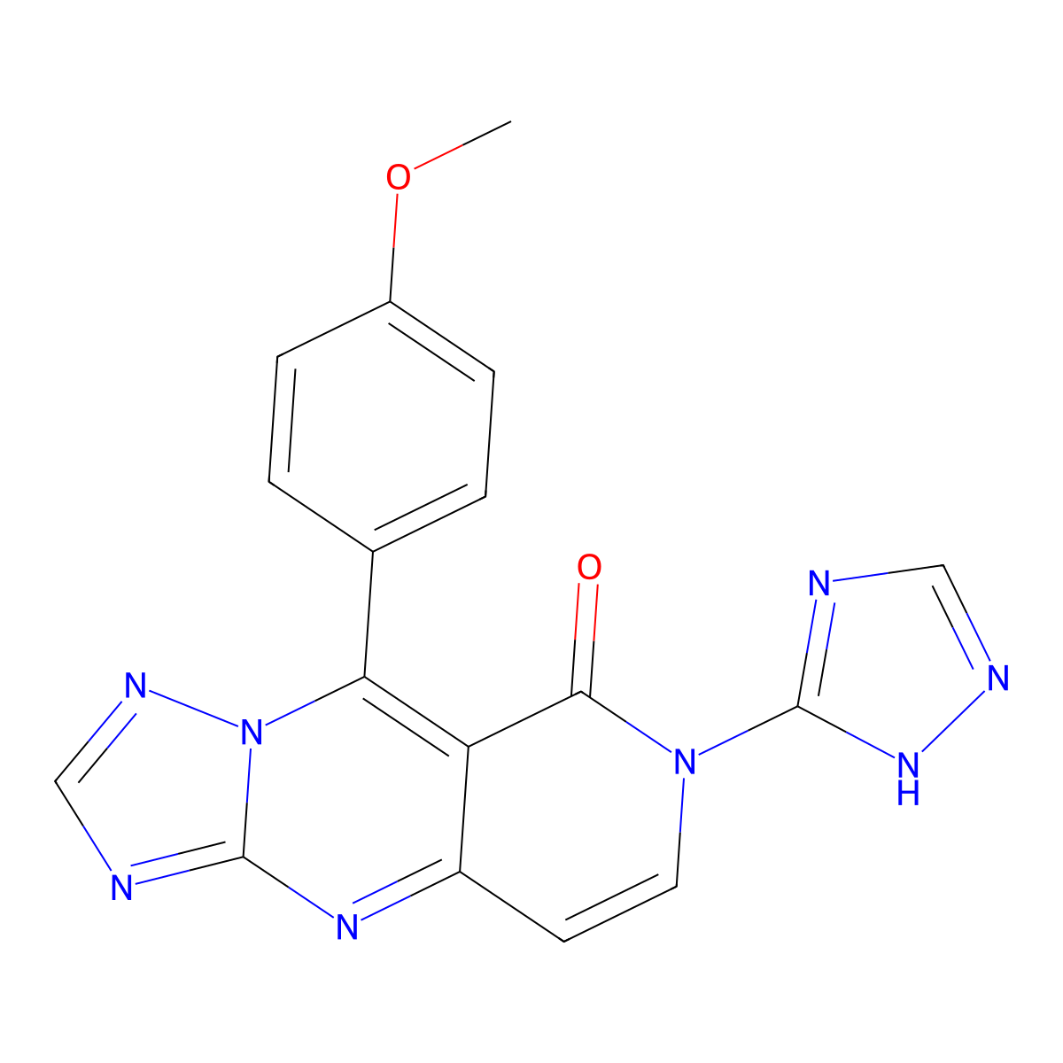 9-(4-methoxyphenyl)-7-(1H-1,2,4-triazol-5-yl)pyrido[4,3-d][1,2,4]triazolo[1,5-a]pyrimidin-8(7H)-one molecular structure, CAS 1144461-28-8
