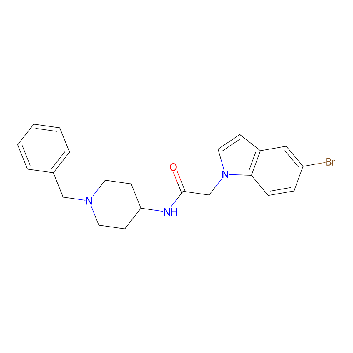 N-(1-benzylpiperidin-4-yl)-2-(5-bromo-1H-indol-1-yl)acetamide molecular structure, CAS 1144461-47-1