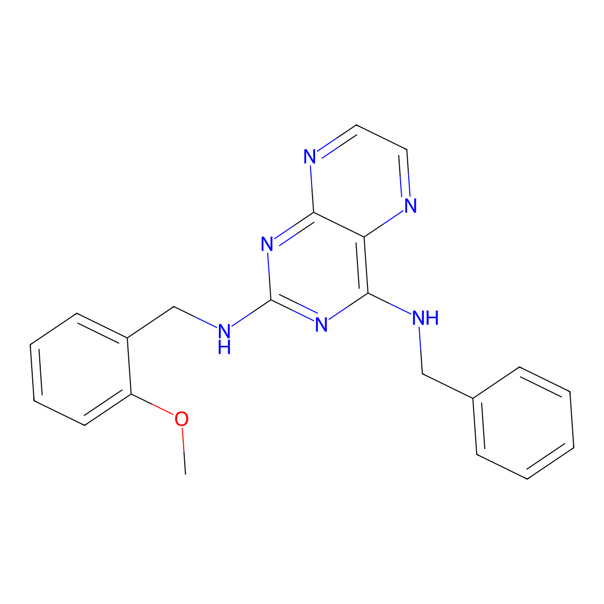 (2-{[(2-Methoxyphenyl)methyl]amino}pteridin-4-yl)benzylamine molecular structure, CAS 1144461-61-9