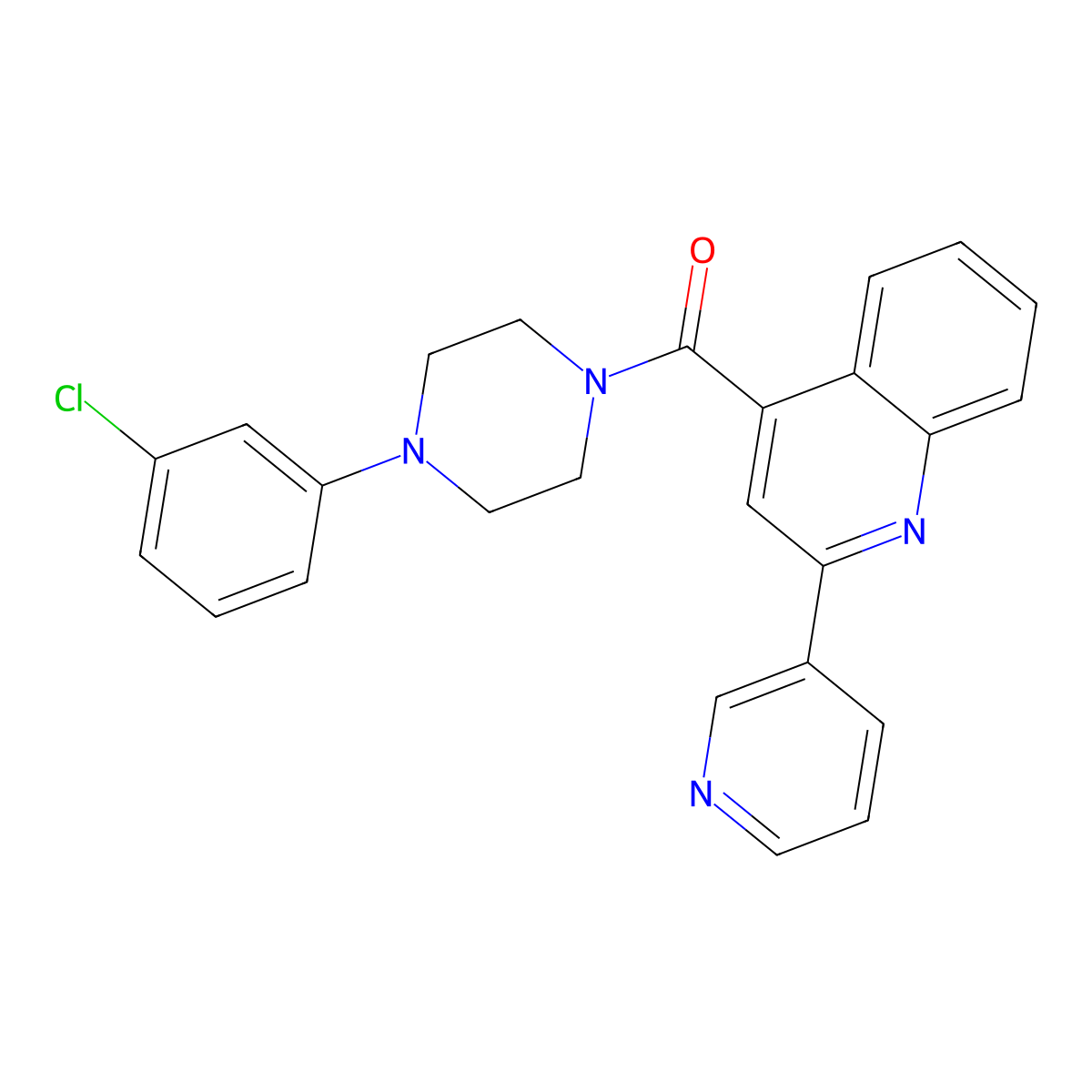 [4-(3-Chlorophenyl)piperazino][2-(3-pyridyl)-4-quinolyl]methanone molecular structure, CAS 1144461-72-2