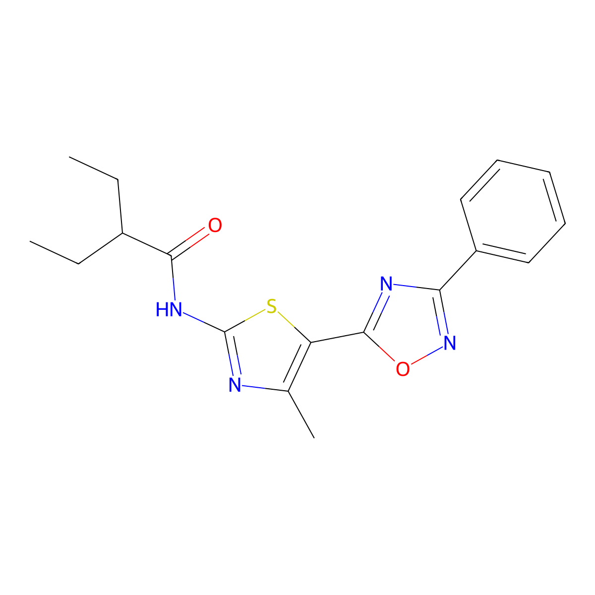 2-ethyl-N-[(2Z)-4-methyl-5-(3-phenyl-1,2,4-oxadiazol-5-yl)-1,3-thiazol-2(3H)-ylidene]butanamide molecular structure, CAS 1144461-84-6