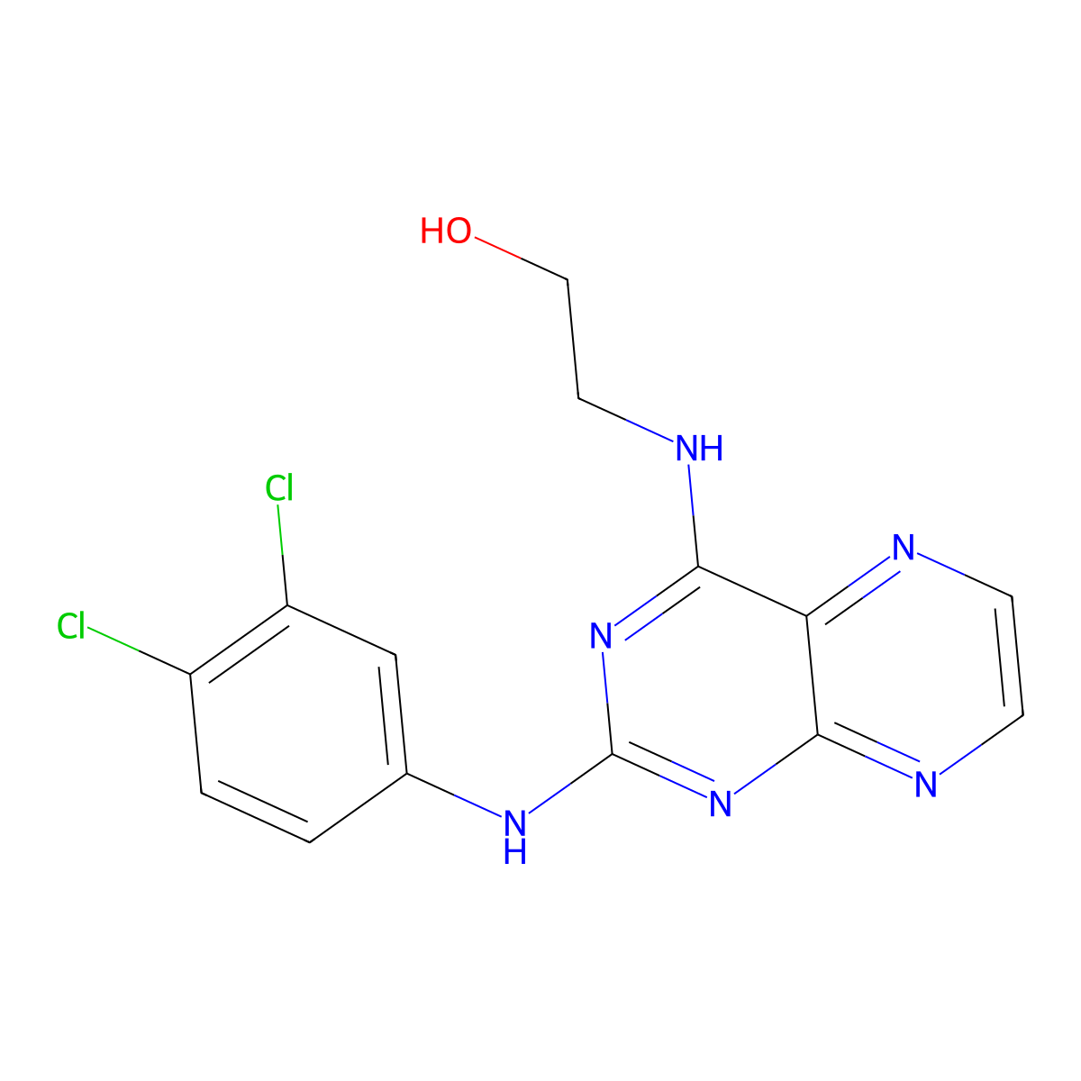 2-({2-[(3,4-Dichlorophenyl)amino]pteridin-4-yl}amino)ethan-1-ol molecular structure, CAS 1144461-93-7