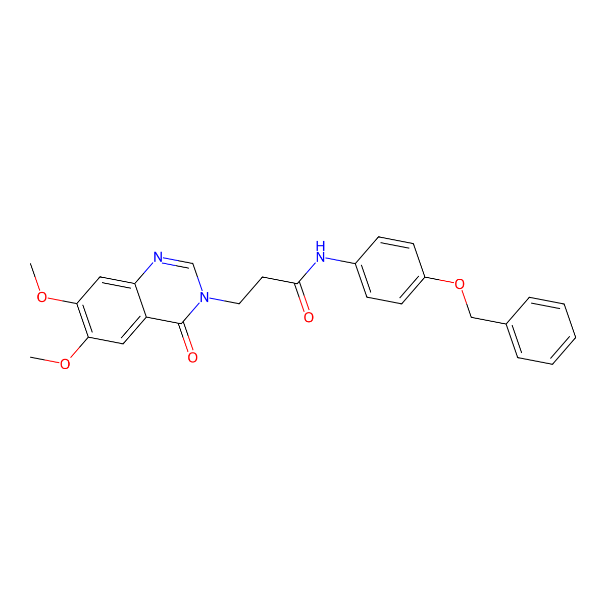 N-[4-(benzyloxy)phenyl]-3-(6,7-dimethoxy-4-oxoquinazolin-3(4H)-yl)propanamide molecular structure, CAS 1144461-95-9
