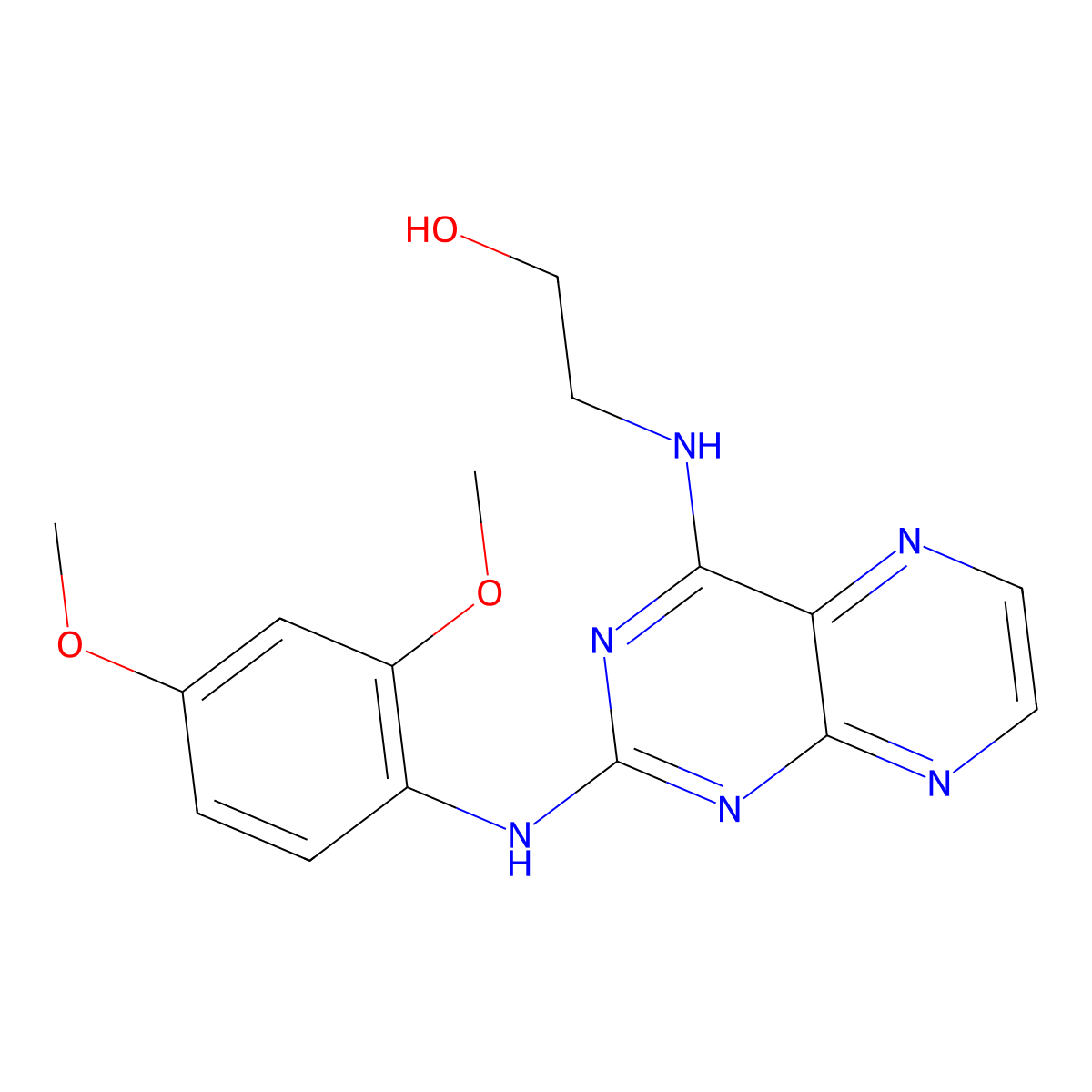 2-({2-[(2,4-Dimethoxyphenyl)amino]pteridin-4-yl}amino)ethan-1-ol molecular structure, CAS 1144461-97-1