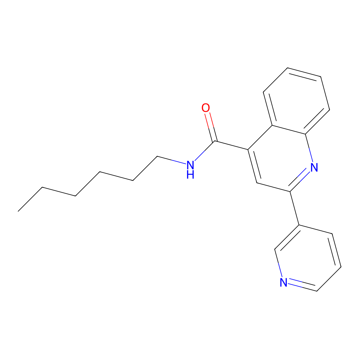 N-hexyl-2-(pyridin-3-yl)quinoline-4-carboxamide molecular structure, CAS 1144462-12-3
