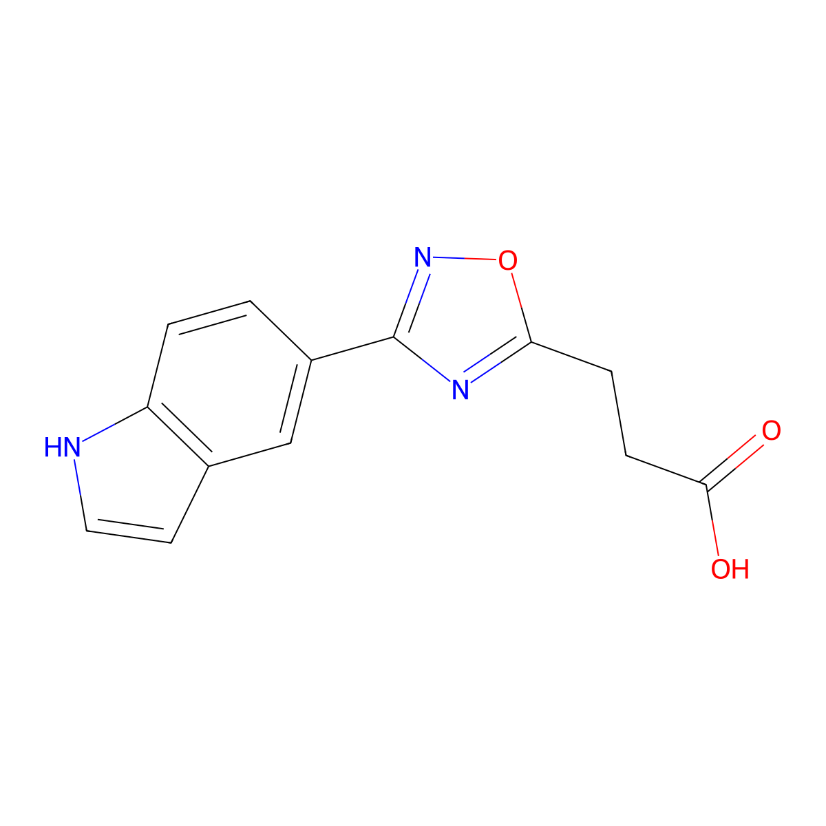 3-(3-(1H-indol-5-yl)-1,2,4-oxadiazol-5-yl)propanoic acid molecular structure, CAS 1144462-16-7