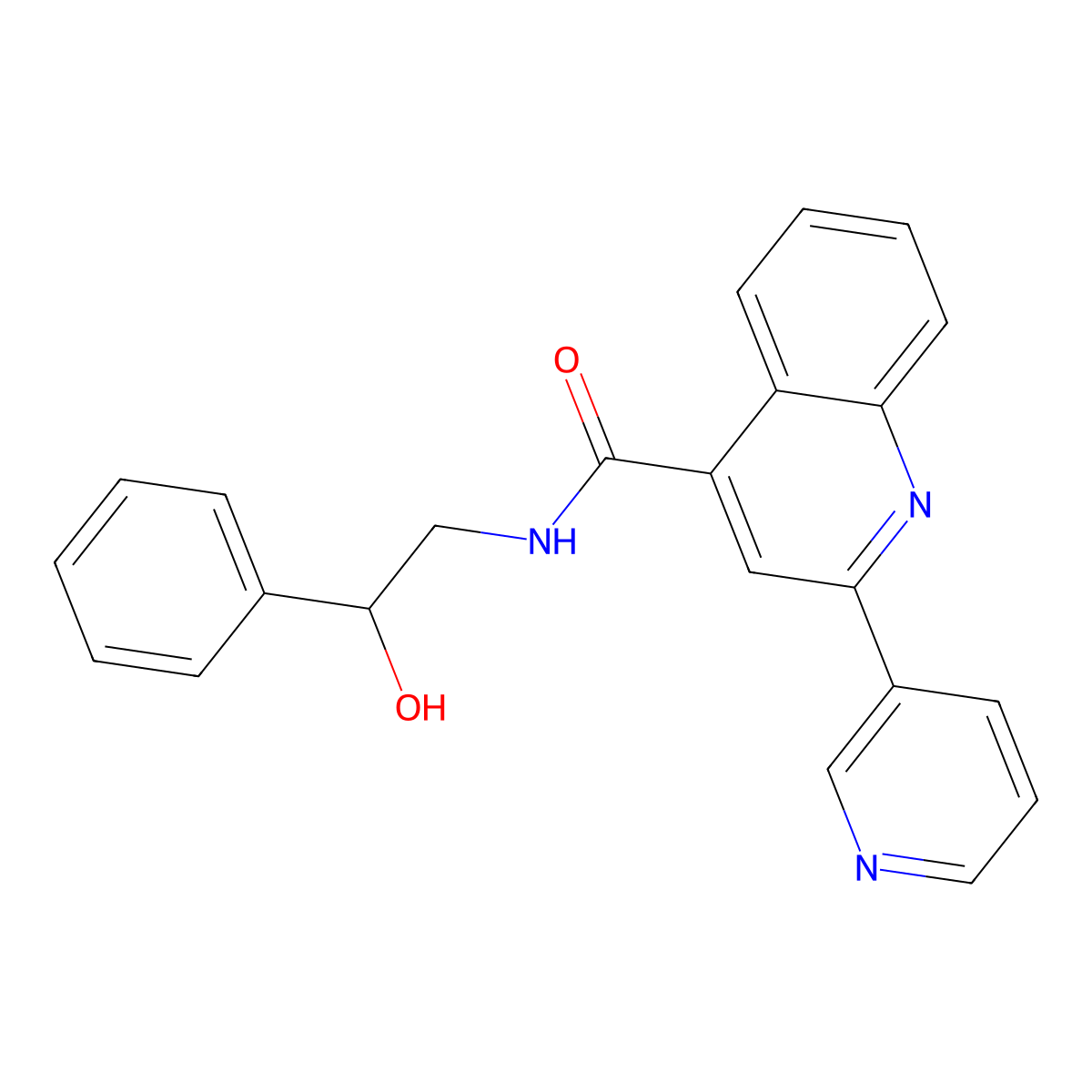 N-(2-hydroxy-2-phenylethyl)-2-(pyridin-3-yl)quinoline-4-carboxamide molecular structure, CAS 1144462-48-5
