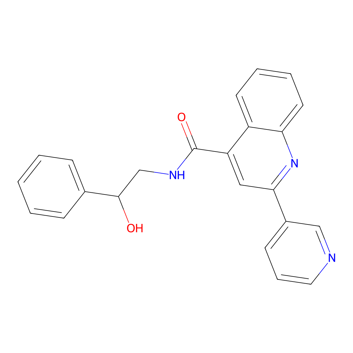 N-(2-hydroxy-2-phenylethyl)-2-(pyridin-3-yl)quinoline-4-carboxamide molecular structure, CAS 1144462-48-5