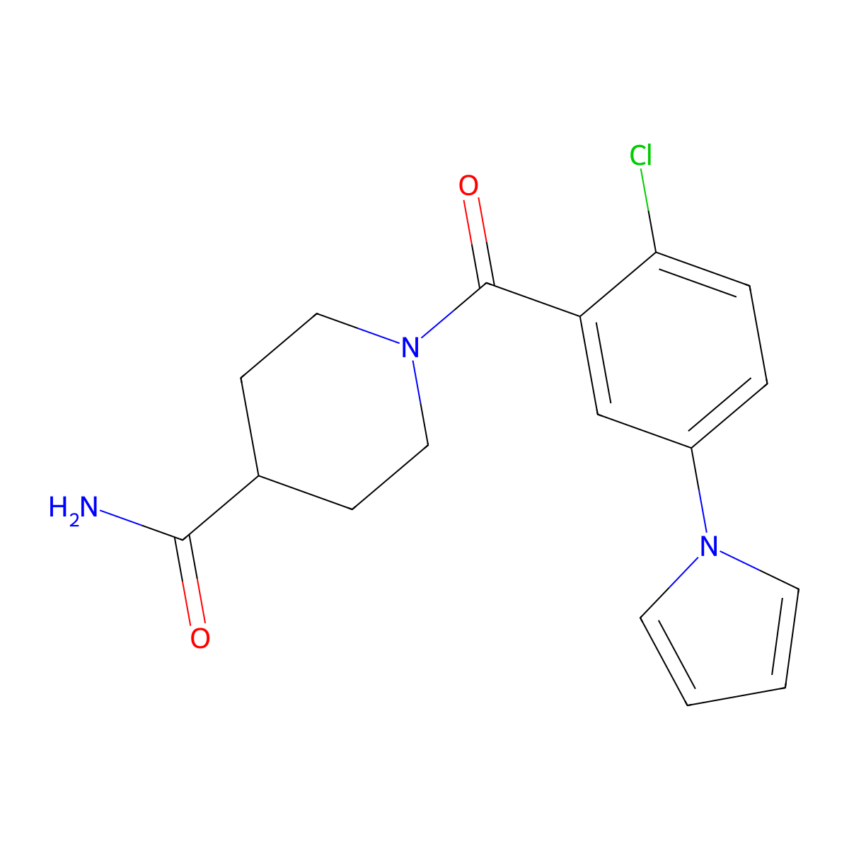 1-{[2-chloro-5-(1H-pyrrol-1-yl)phenyl]carbonyl}piperidine-4-carboxamide molecular structure, CAS 1144462-74-7