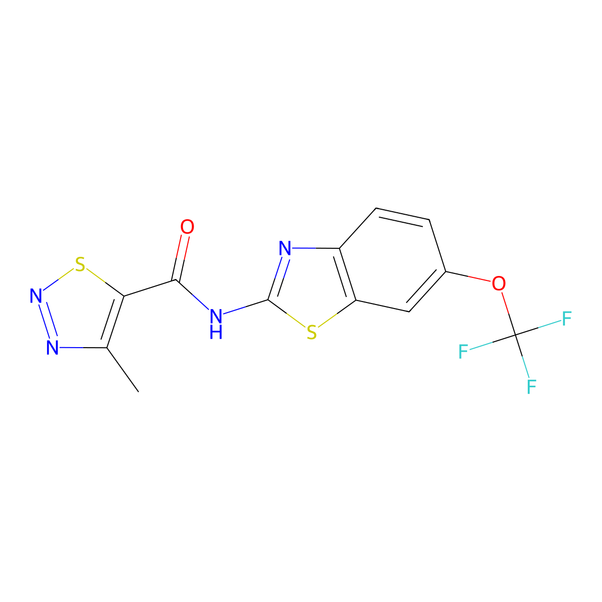 4-methyl-N-[(2Z)-6-(trifluoromethoxy)-1,3-benzothiazol-2(3H)-ylidene]-1,2,3-thiadiazole-5-carboxamide molecular structure, CAS 1144463-02-4