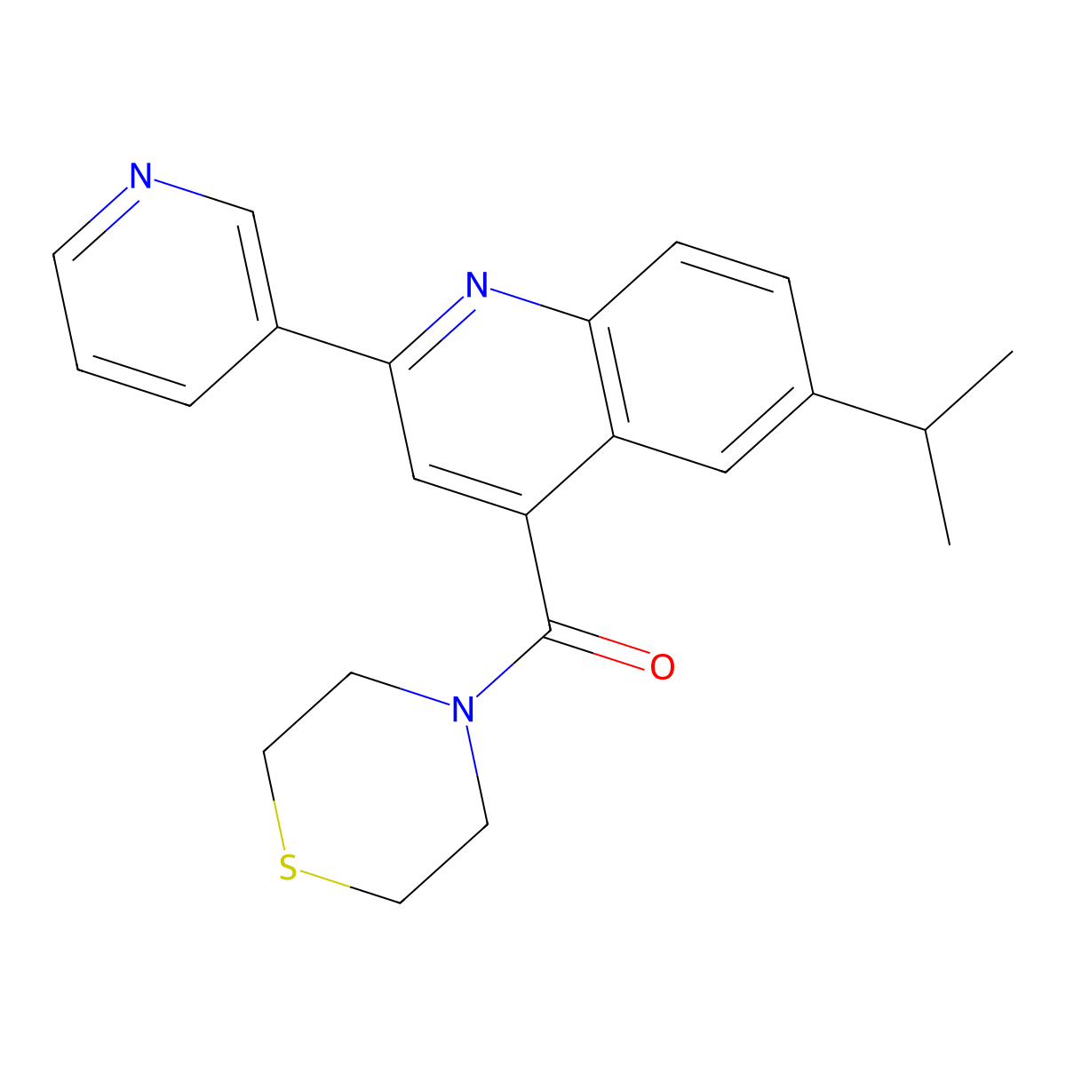 [6-Isopropyl-2-(3-pyridyl)-4-quinolyl](1,4-thiazinan-4-yl)methanone molecular structure, CAS 1144463-09-1