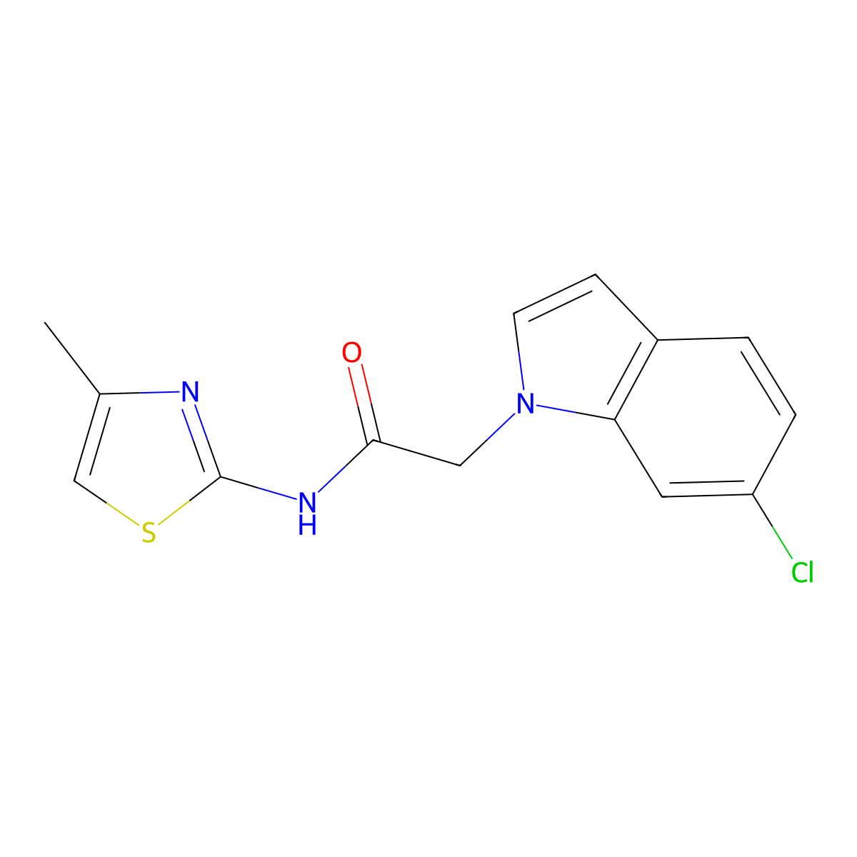 2-(6-chloro-1H-indol-1-yl)-N-(4-methyl-1,3-thiazol-2-yl)acetamide molecular structure, CAS 1144463-16-0