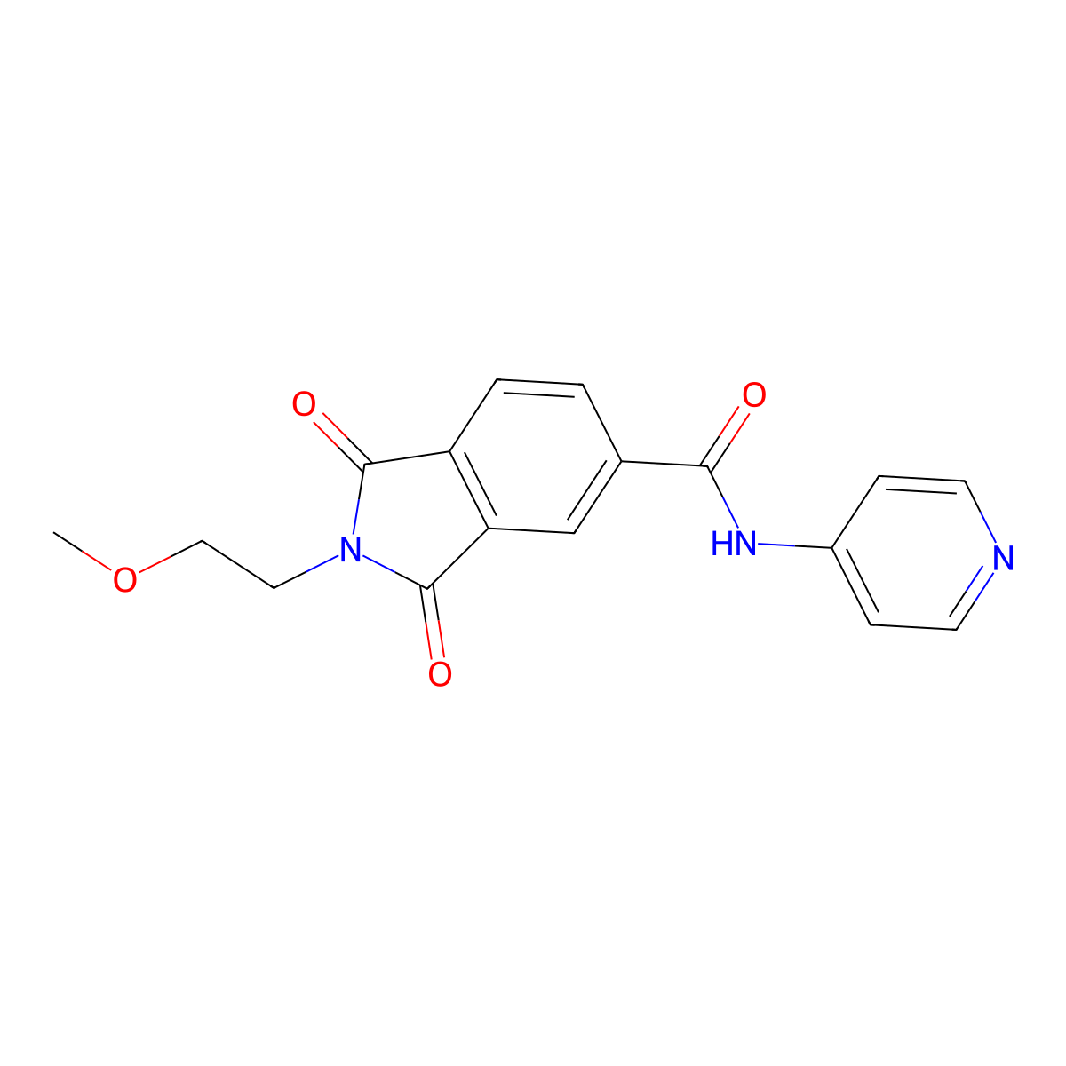 2-(2-methoxyethyl)-1,3-dioxo-N-(pyridin-4-yl)-2,3-dihydro-1H-isoindole-5-carboxamide molecular structure, CAS 1144463-19-3