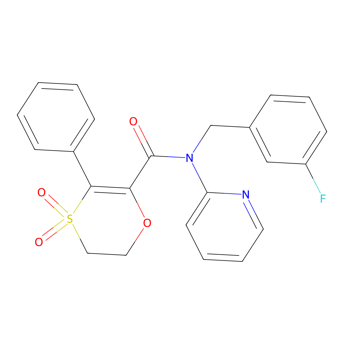 N-(3-fluorobenzyl)-3-phenyl-N-(pyridin-2-yl)-5,6-dihydro-1,4-oxathiine-2-carboxamide 4,4-dioxide molecular structure, CAS 1144463-33-1