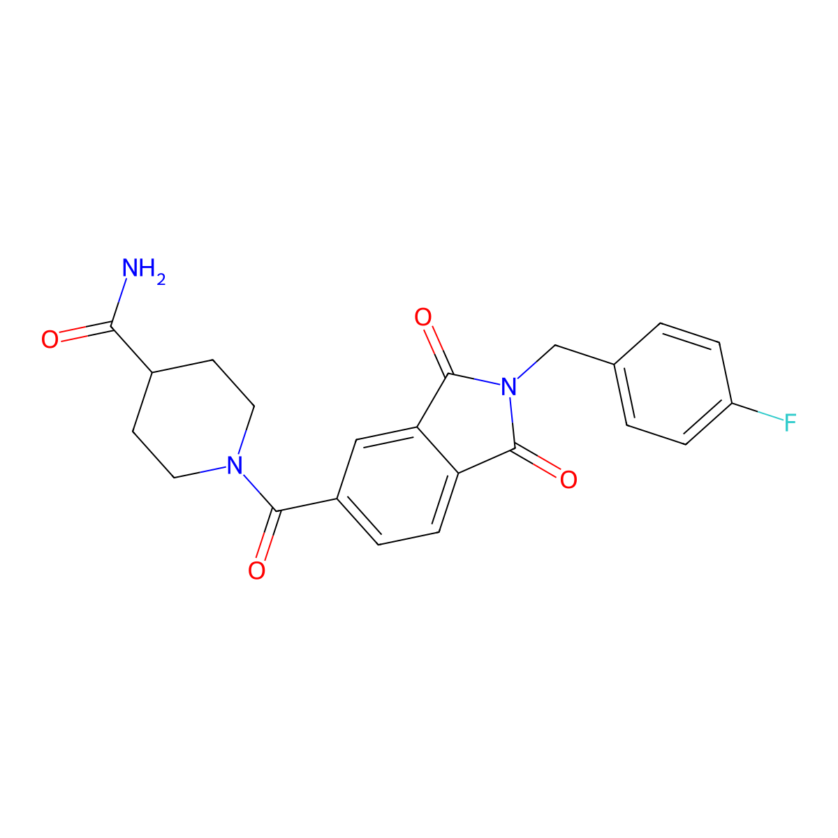 1-{[2-(4-fluorobenzyl)-1,3-dioxo-2,3-dihydro-1H-isoindol-5-yl]carbonyl}piperidine-4-carboxamide molecular structure, CAS 1144463-42-2