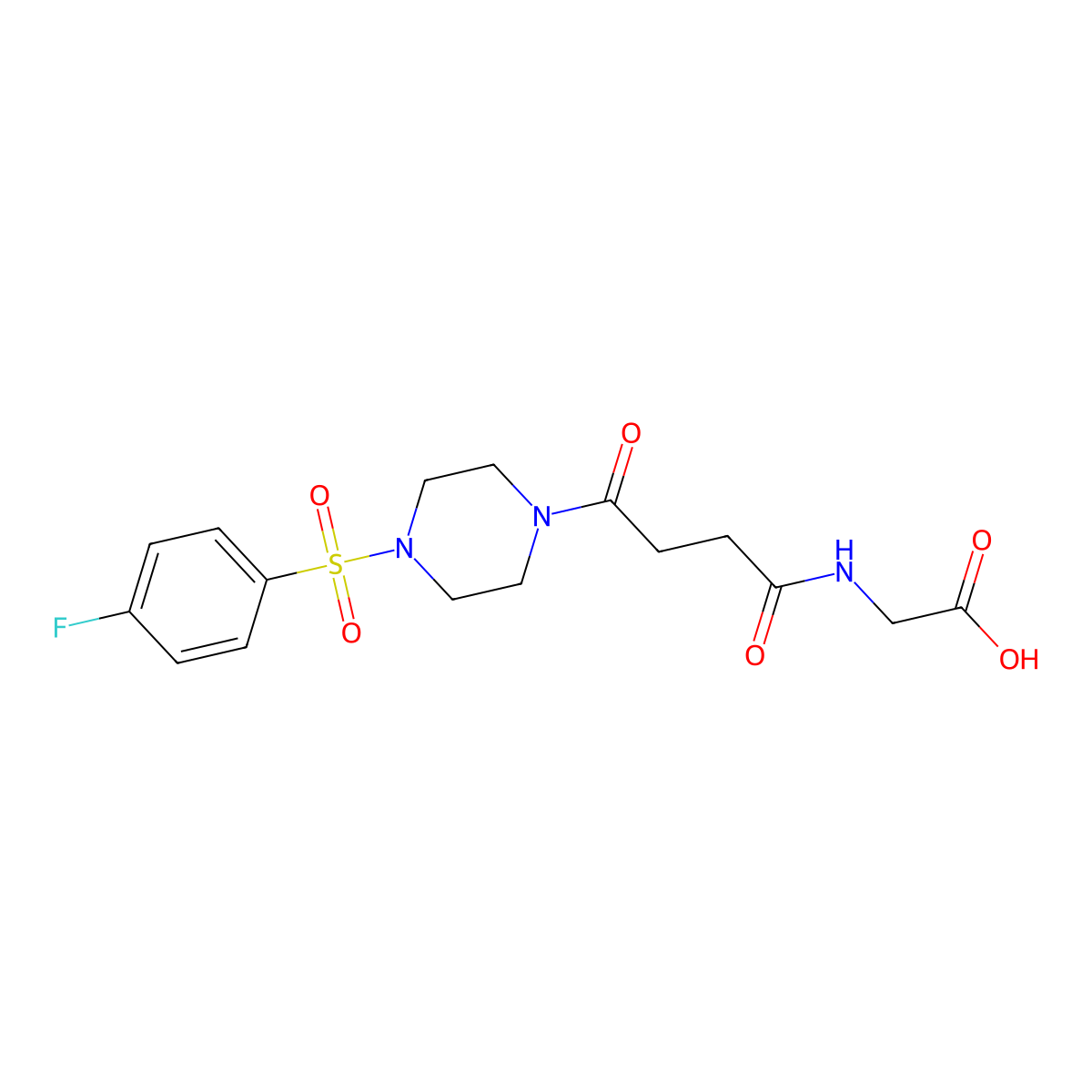 N-(4-{4-[(4-fluorophenyl)sulfonyl]piperazin-1-yl}-4-oxobutanoyl)glycine molecular structure, CAS 1144463-59-1