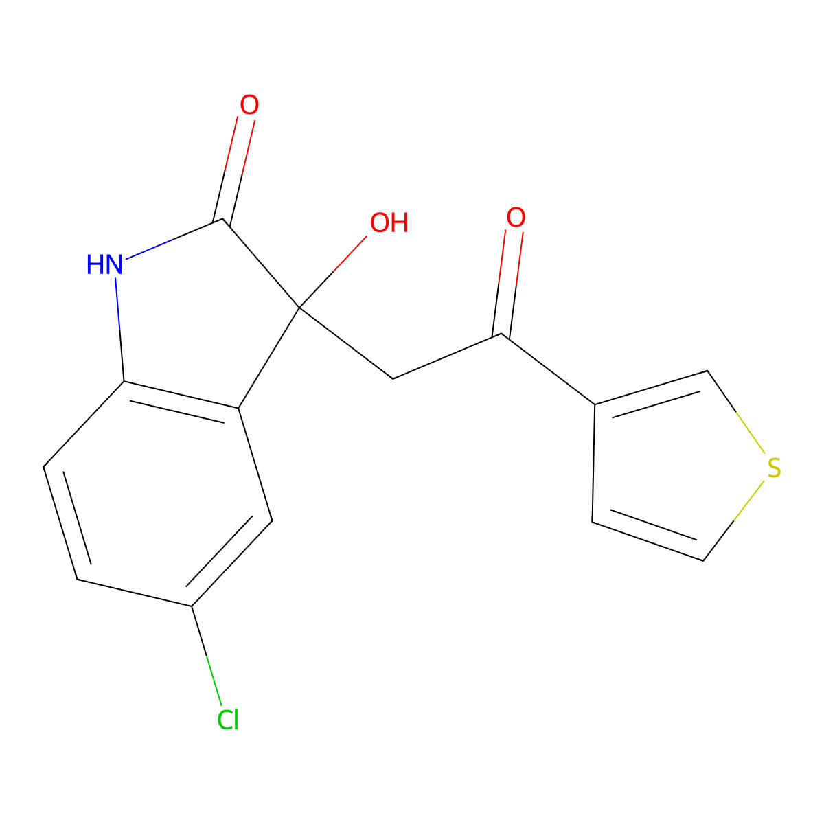 5-chloro-3-hydroxy-3-[2-oxo-2-(3-thienyl)ethyl]-1,3-dihydro-2H-indol-2-one molecular structure, CAS 1144463-61-5