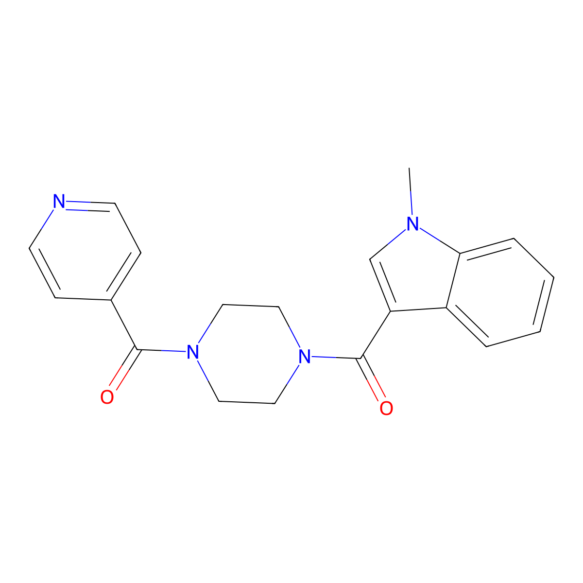 (1-methyl-1H-indol-3-yl)[4-(pyridin-4-ylcarbonyl)piperazin-1-yl]methanone molecular structure, CAS 1144463-80-8