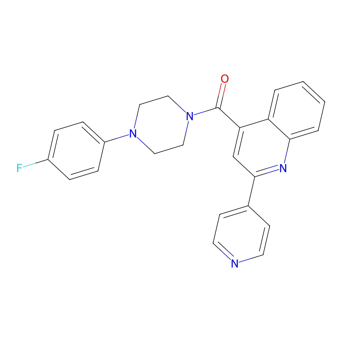 [4-(4-Fluorophenyl)piperazin-1-yl][2-(pyridin-4-yl)quinolin-4-yl]methanone molecular structure, CAS 1144463-93-3