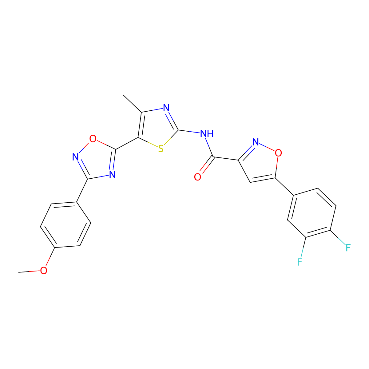 5-(3,4-difluorophenyl)-N-[(2Z)-5-[3-(4-methoxyphenyl)-1,2,4-oxadiazol-5-yl]-4-methyl-1,3-thiazol-2(3H)-ylidene]-1,2-oxazole-3-carboxamide molecular structure, CAS 1144463-98-8