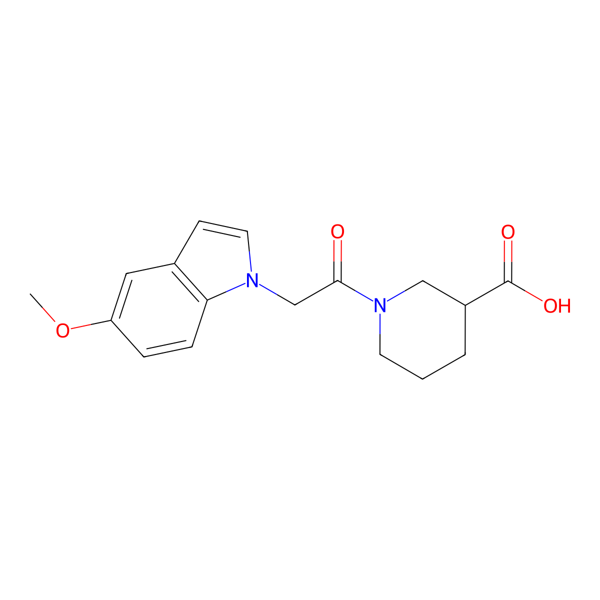 1-[(5-methoxy-1H-indol-1-yl)acetyl]piperidine-3-carboxylic acid molecular structure, CAS 1144463-99-9