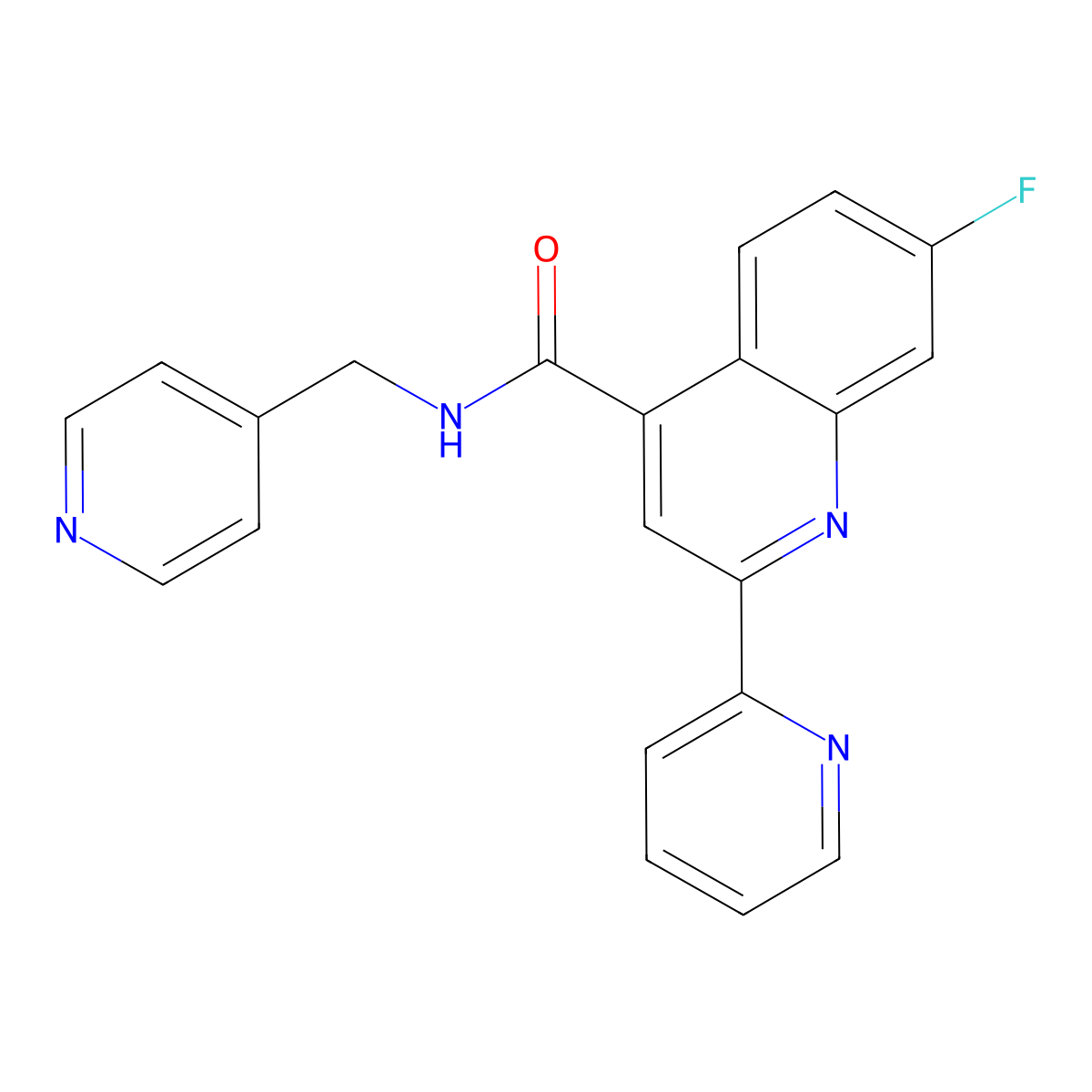 7-fluoro-2-(pyridin-2-yl)-N-(pyridin-4-ylmethyl)quinoline-4-carboxamide molecular structure, CAS 1144464-14-1