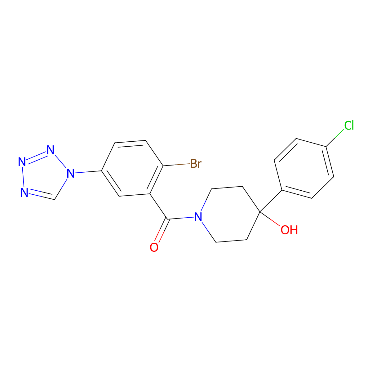 [2-bromo-5-(1H-tetrazol-1-yl)phenyl][4-(4-chlorophenyl)-4-hydroxypiperidin-1-yl]methanone molecular structure, CAS 1144464-17-4