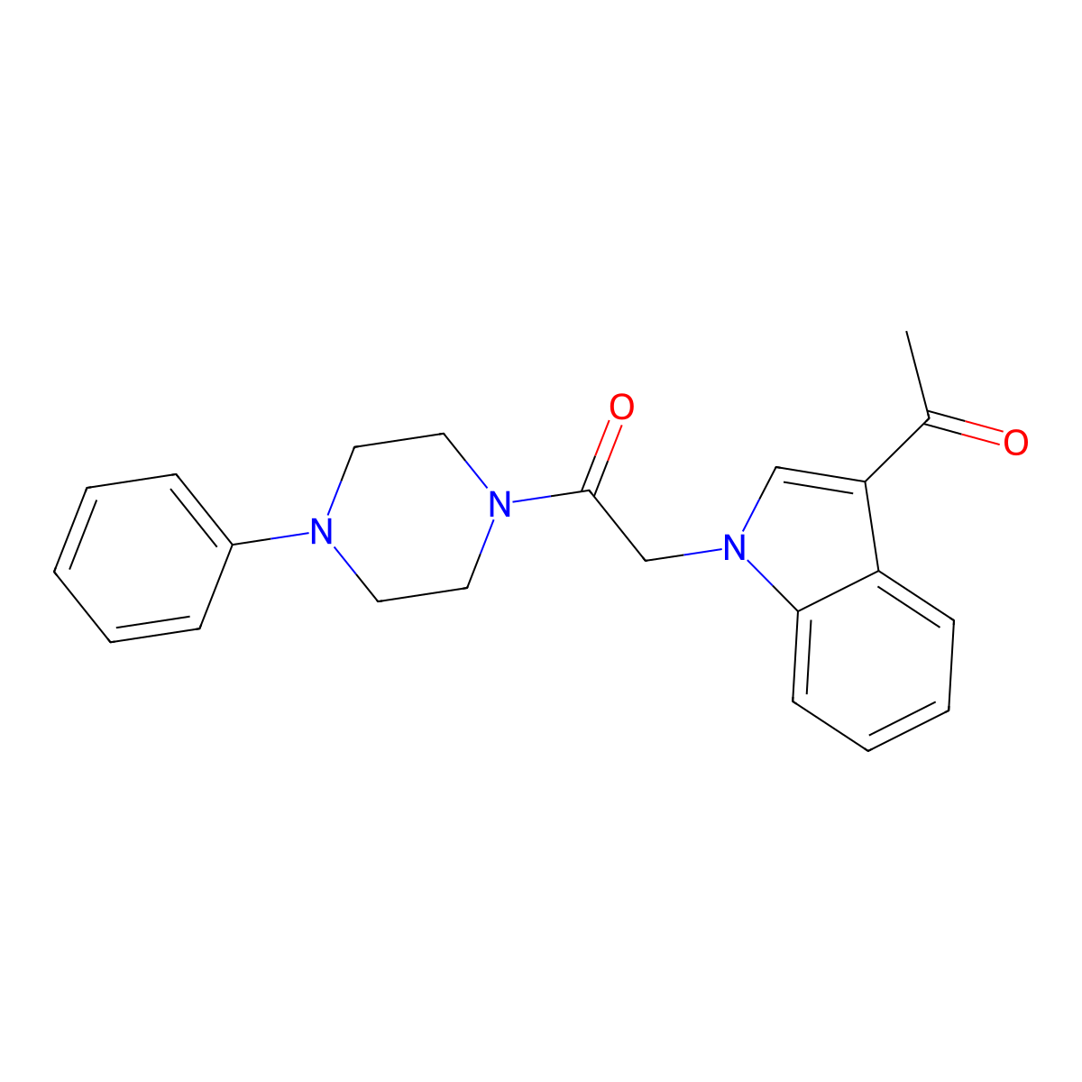 2-(3-acetyl-1H-indol-1-yl)-1-(4-phenylpiperazin-1-yl)ethanone molecular structure, CAS 1144464-28-7