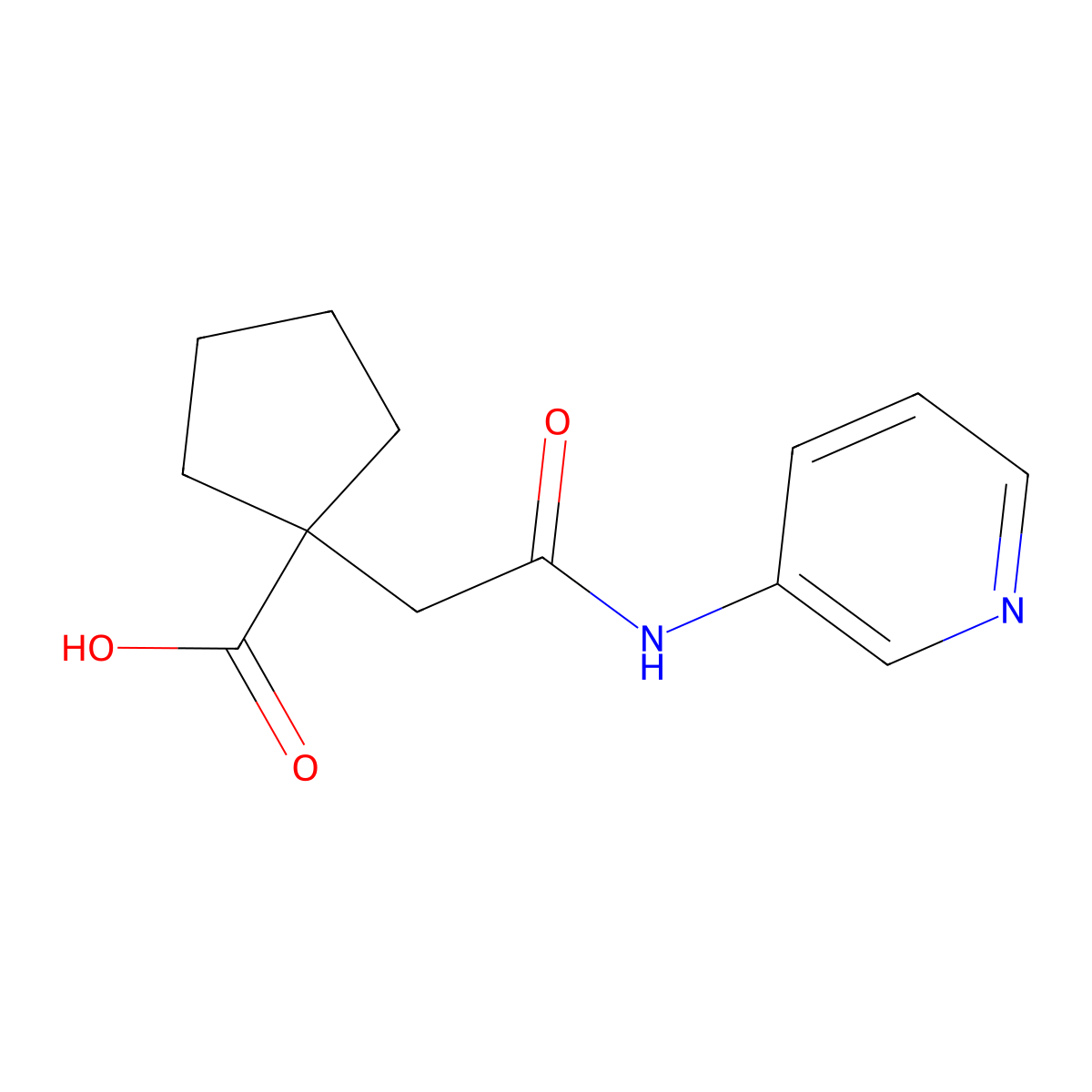 1-(2-Oxo-2-(pyridin-3-ylamino)ethyl)cyclopentanecarboxylic acid molecular structure, CAS 1144464-46-9