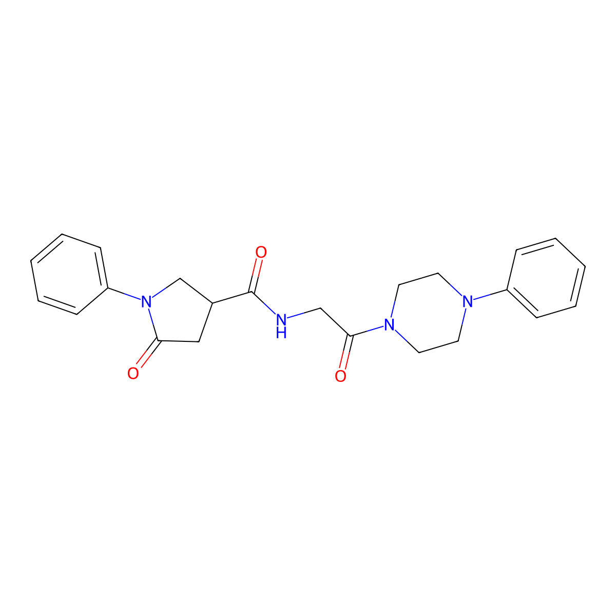 5-oxo-N-(2-oxo-2-(4-phenylpiperazin-1-yl)ethyl)-1-phenylpyrrolidine-3-carboxamide molecular structure, CAS 1144464-47-0