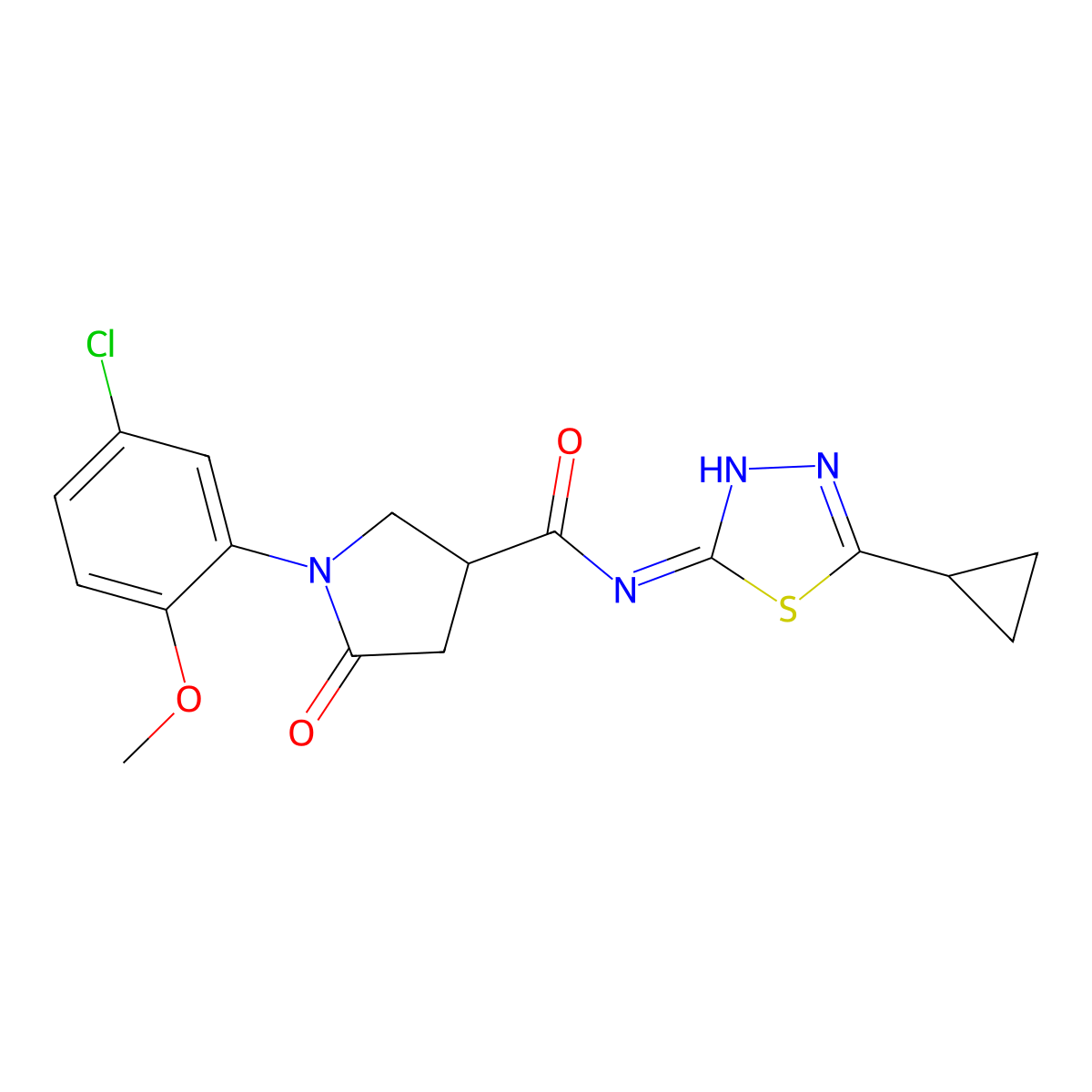 1-(5-chloro-2-methoxyphenyl)-N-(5-cyclopropyl-1,3,4-thiadiazol-2-yl)-5-oxopyrrolidine-3-carboxamide molecular structure, CAS 1144464-54-9