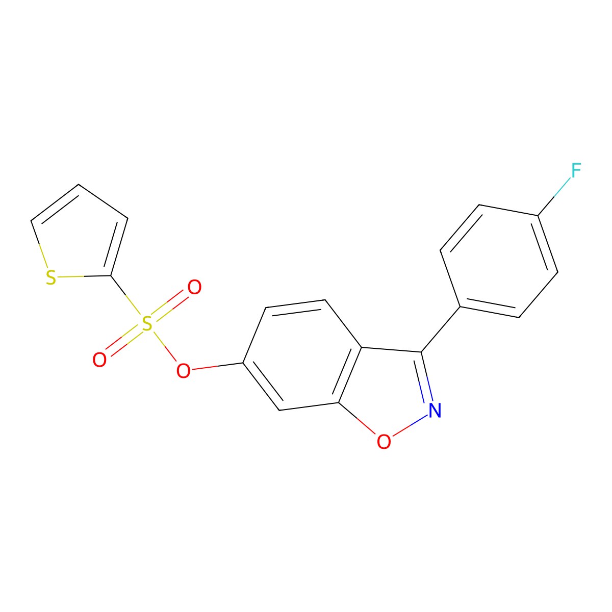 3-(4-Fluorophenyl)-1,2-benzoxazol-6-yl thiophene-2-sulfonate molecular structure, CAS 1144464-86-7