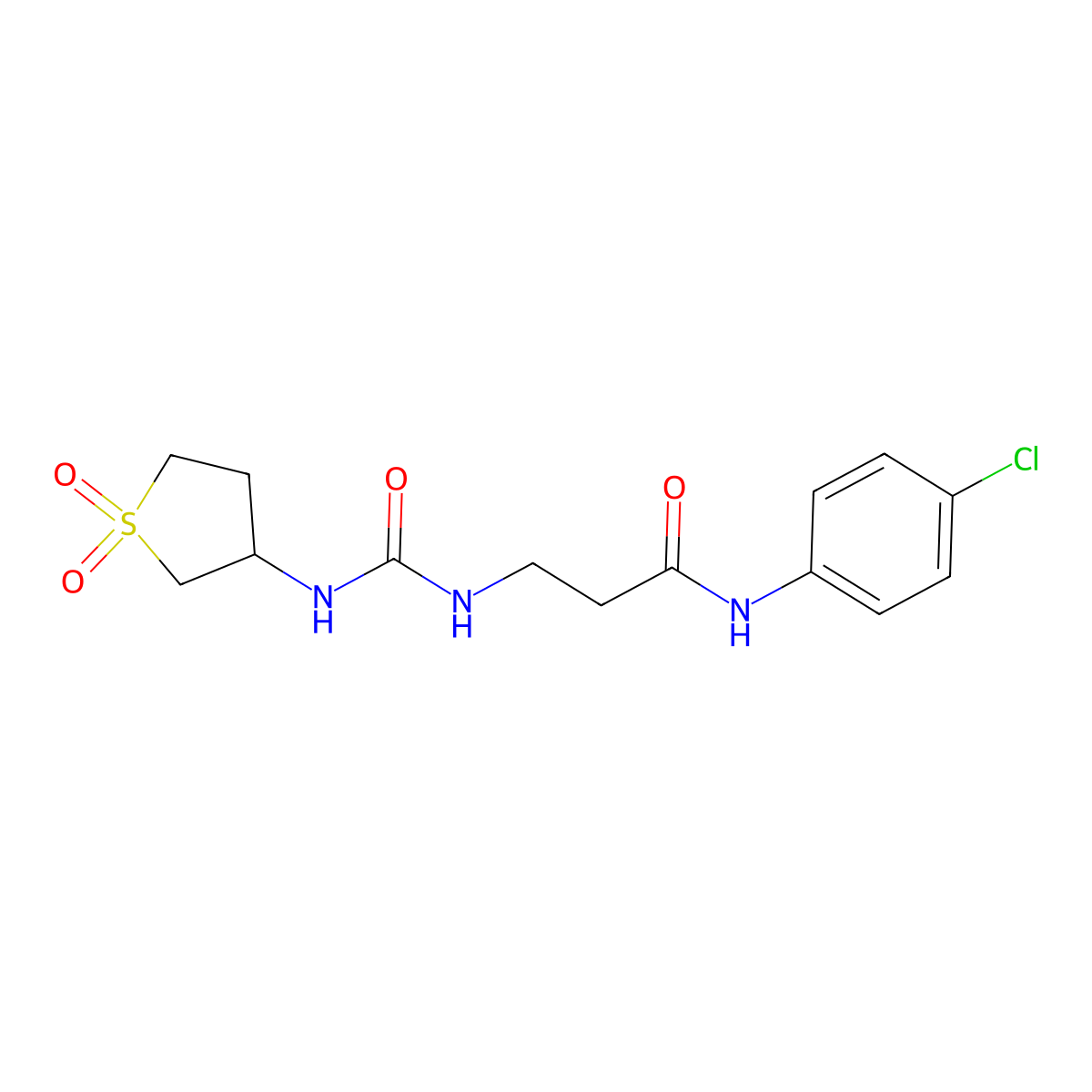 N-(4-chlorophenyl)-N~3~-[(1,1-dioxidotetrahydrothiophen-3-yl)carbamoyl]-beta-alaninamide molecular structure, CAS 1144465-11-1
