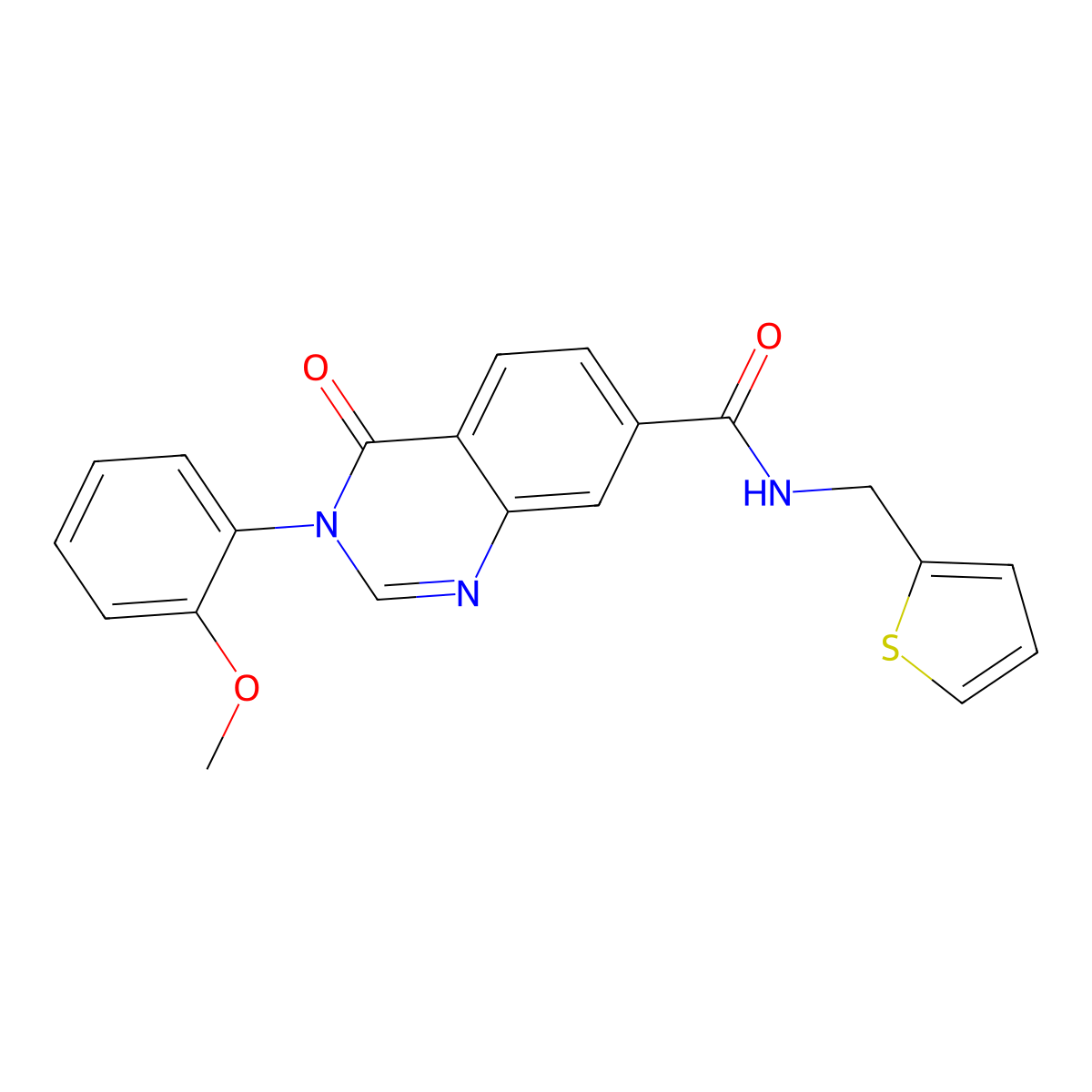 3-(2-methoxyphenyl)-4-oxo-N-(thiophen-2-ylmethyl)-3,4-dihydroquinazoline-7-carboxamide molecular structure, CAS 1144465-12-2