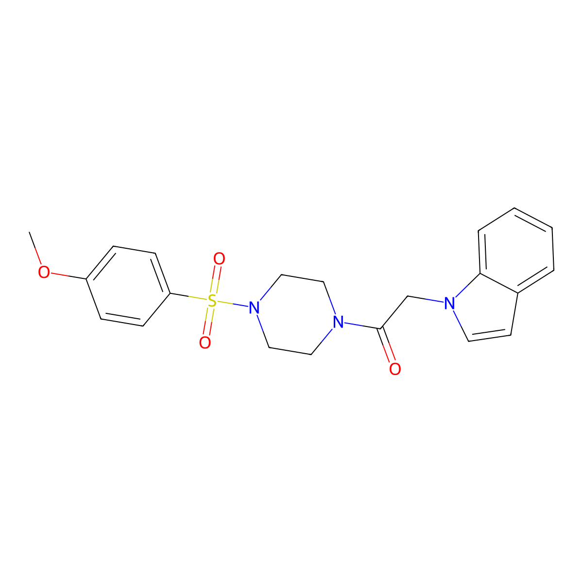 1-(2-{4-[(4-methoxyphenyl)sulfonyl]-1-piperazinyl}-2-oxoethyl)-1H-indole molecular structure, CAS 1144465-21-3