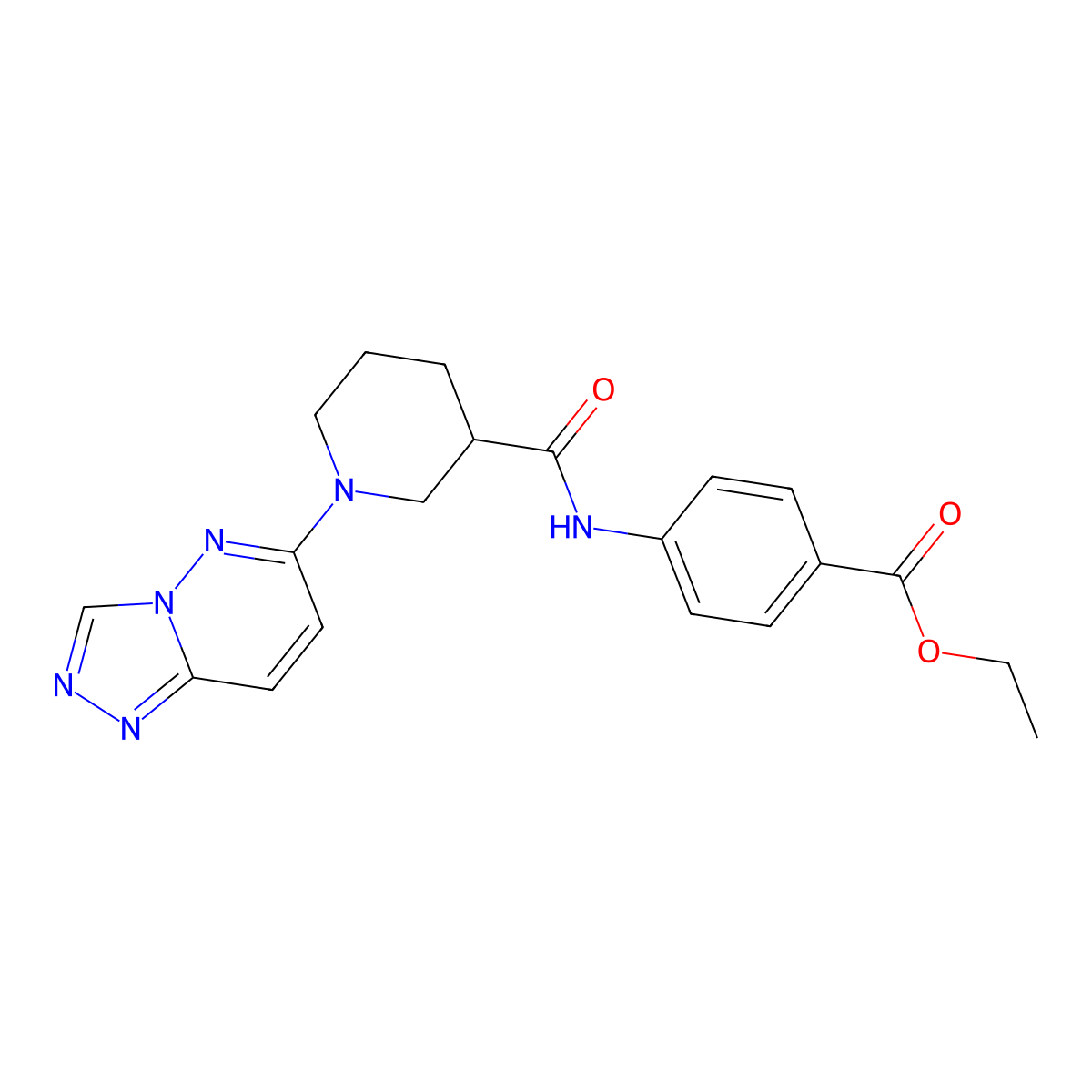 Ethyl 4-({[1-([1,2,4]triazolo[4,3-b]pyridazin-6-yl)piperidin-3-yl]carbonyl}amino)benzoate molecular structure, CAS 1144465-25-7