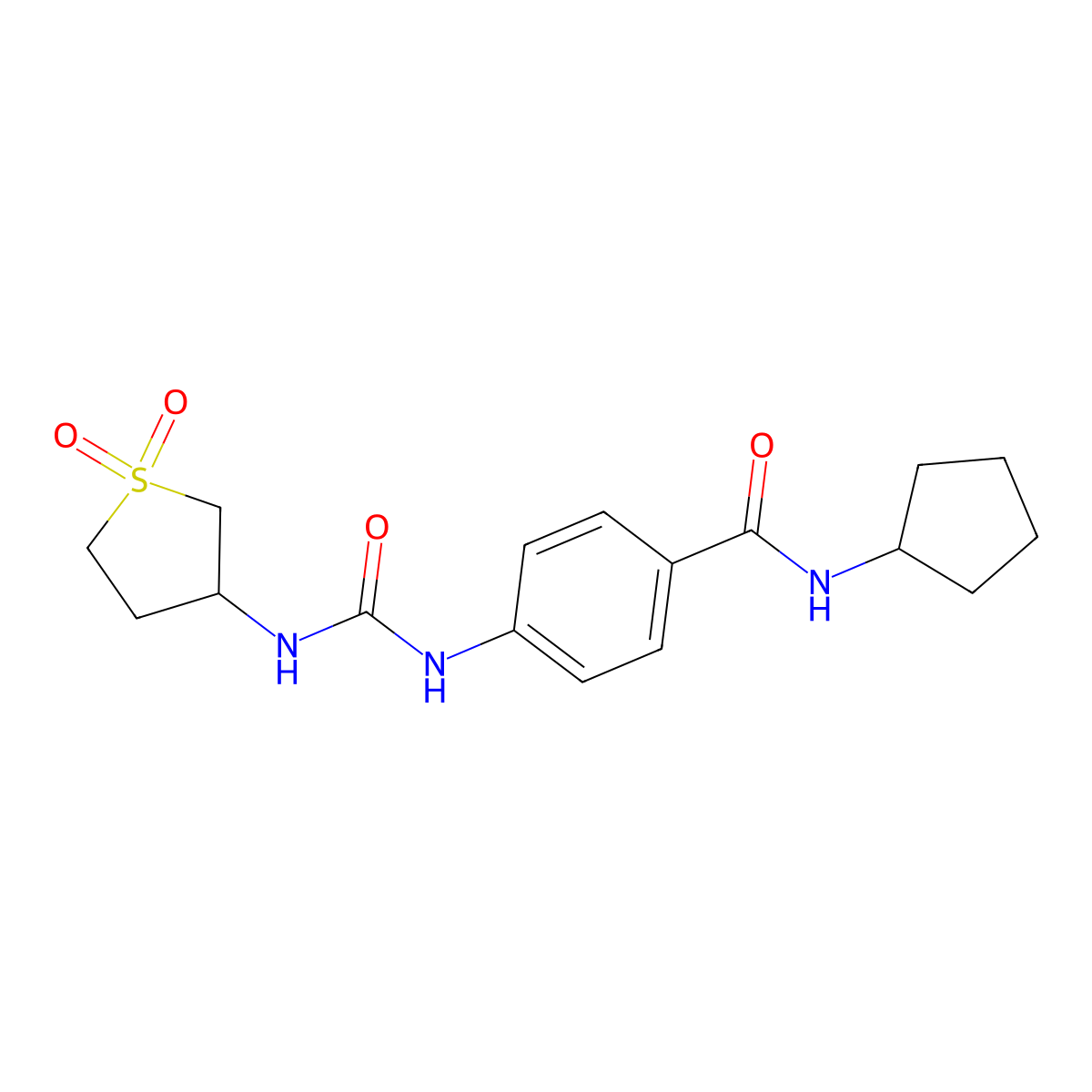 N-cyclopentyl-4-{[(1,1-dioxidotetrahydrothiophen-3-yl)carbamoyl]amino}benzamide molecular structure, CAS 1144465-37-1