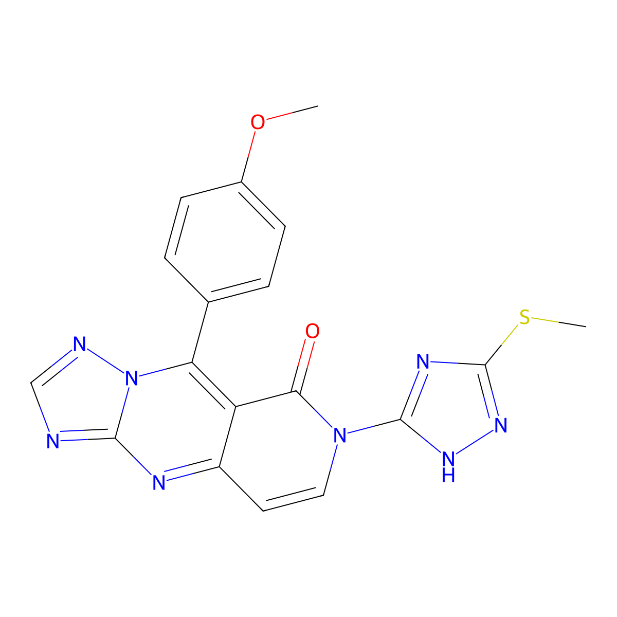 9-(4-methoxyphenyl)-7-[3-(methylsulfanyl)-1H-1,2,4-triazol-5-yl]pyrido[4,3-d][1,2,4]triazolo[1,5-a]pyrimidin-8(7H)-one molecular structure, CAS 1144465-39-3