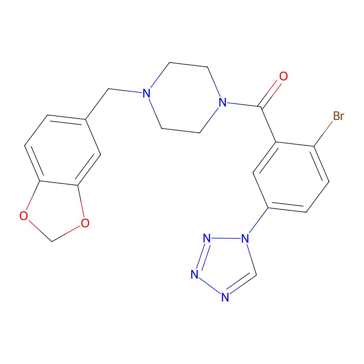 [4-(1,3-benzodioxol-5-ylmethyl)piperazin-1-yl][2-bromo-5-(1H-tetrazol-1-yl)phenyl]methanone molecular structure, CAS 1144465-63-3