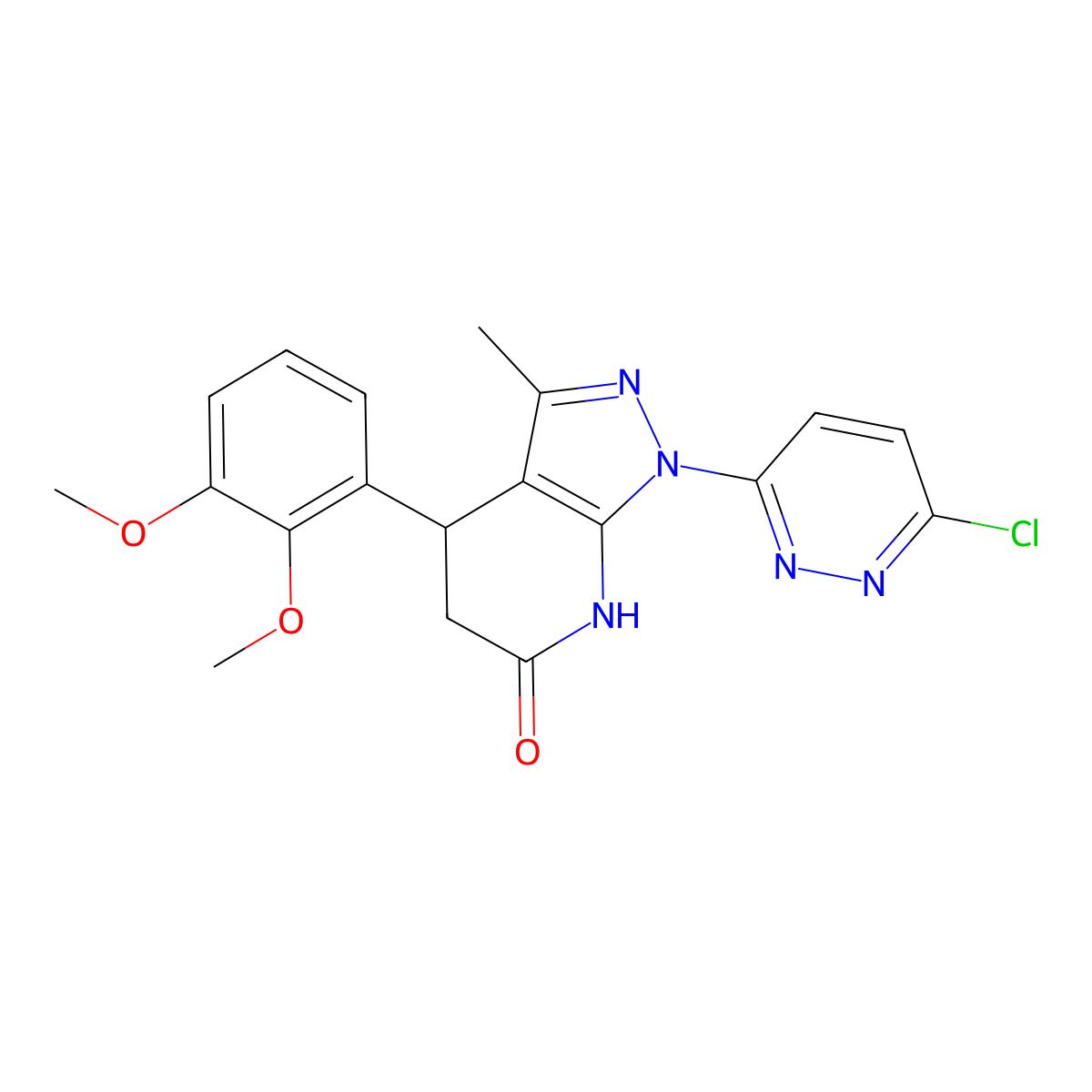 1-(6-chloropyridazin-3-yl)-4-(2,3-dimethoxyphenyl)-3-methyl-4,5-dihydro-1H-pyrazolo[3,4-b]pyridin-6(7H)-one molecular structure, CAS 1144465-71-3