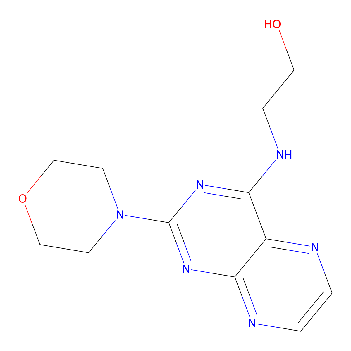 2-{[2-(Morpholin-4-yl)pteridin-4-yl]amino}ethanol molecular structure, CAS 1144465-88-2